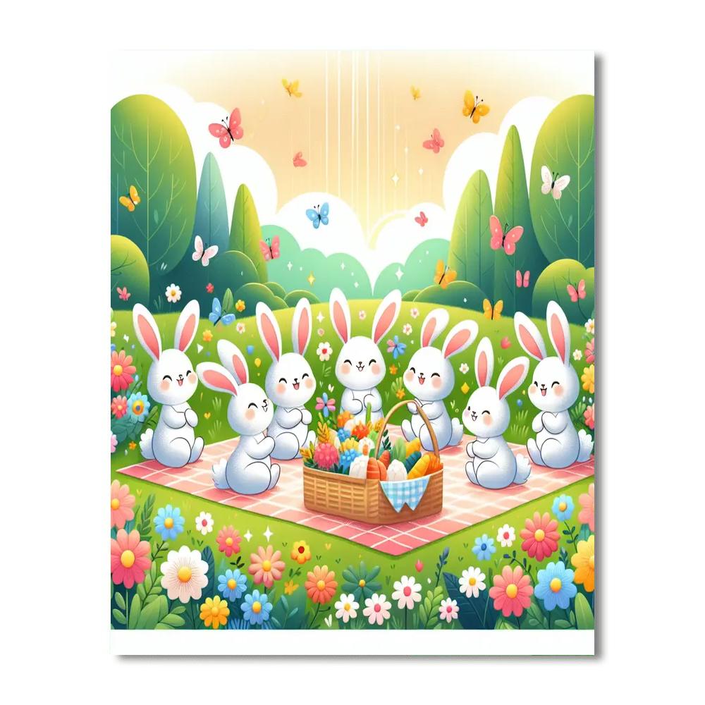 Bunny's Meadow Picnic Number Painting