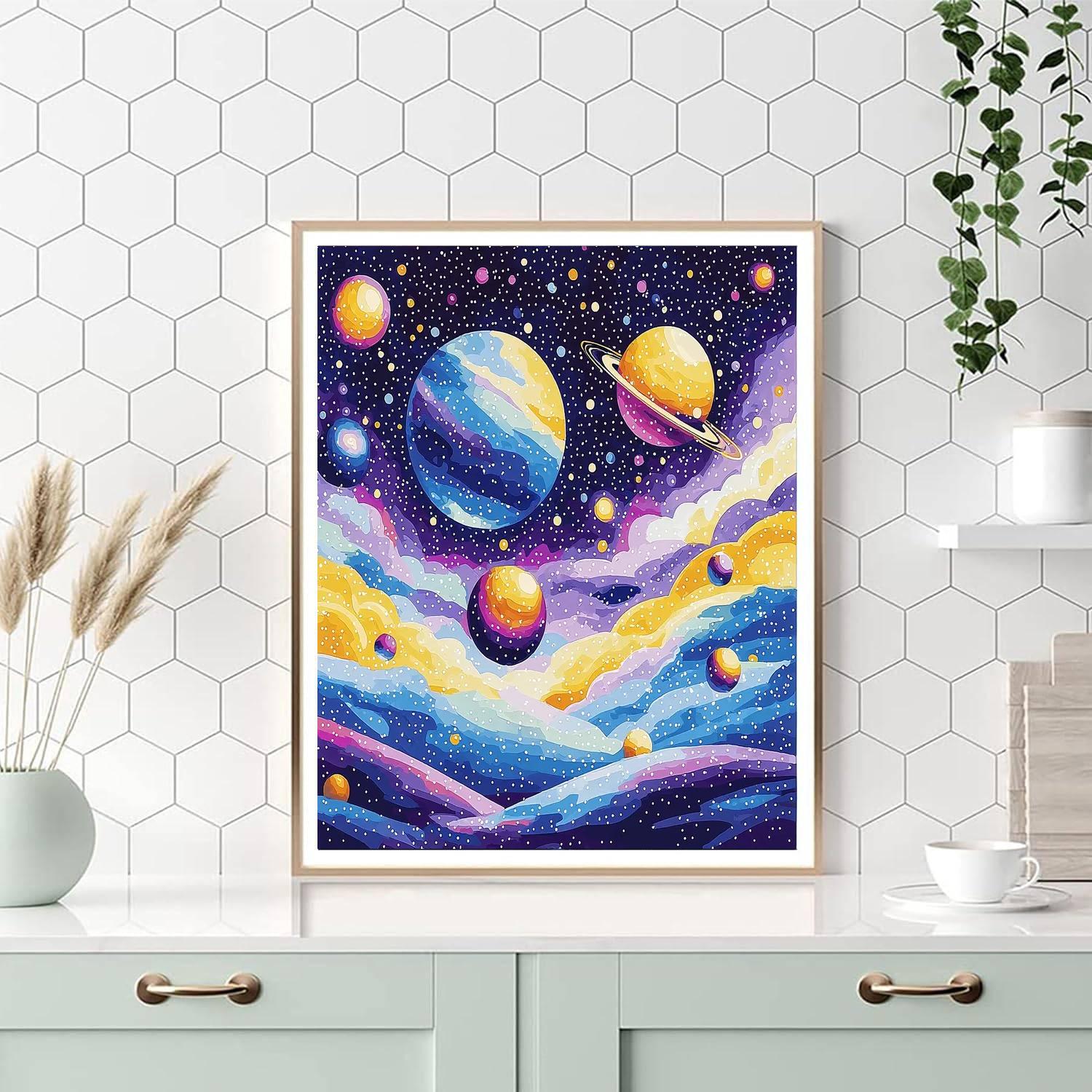 Georges Seurat Inspired Colorful Universe  Painting Number Kit