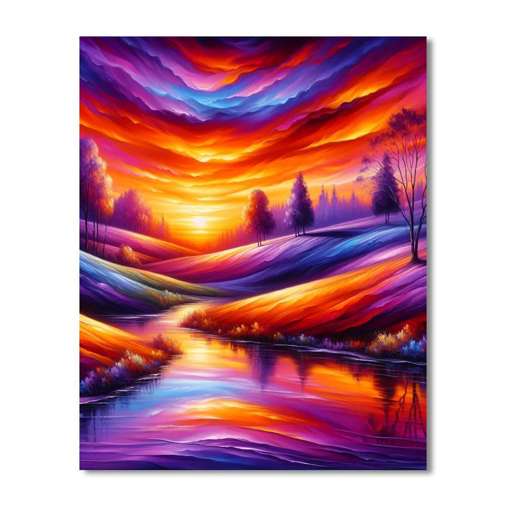 Fiery Sunset Illumination Painting Number Kit
