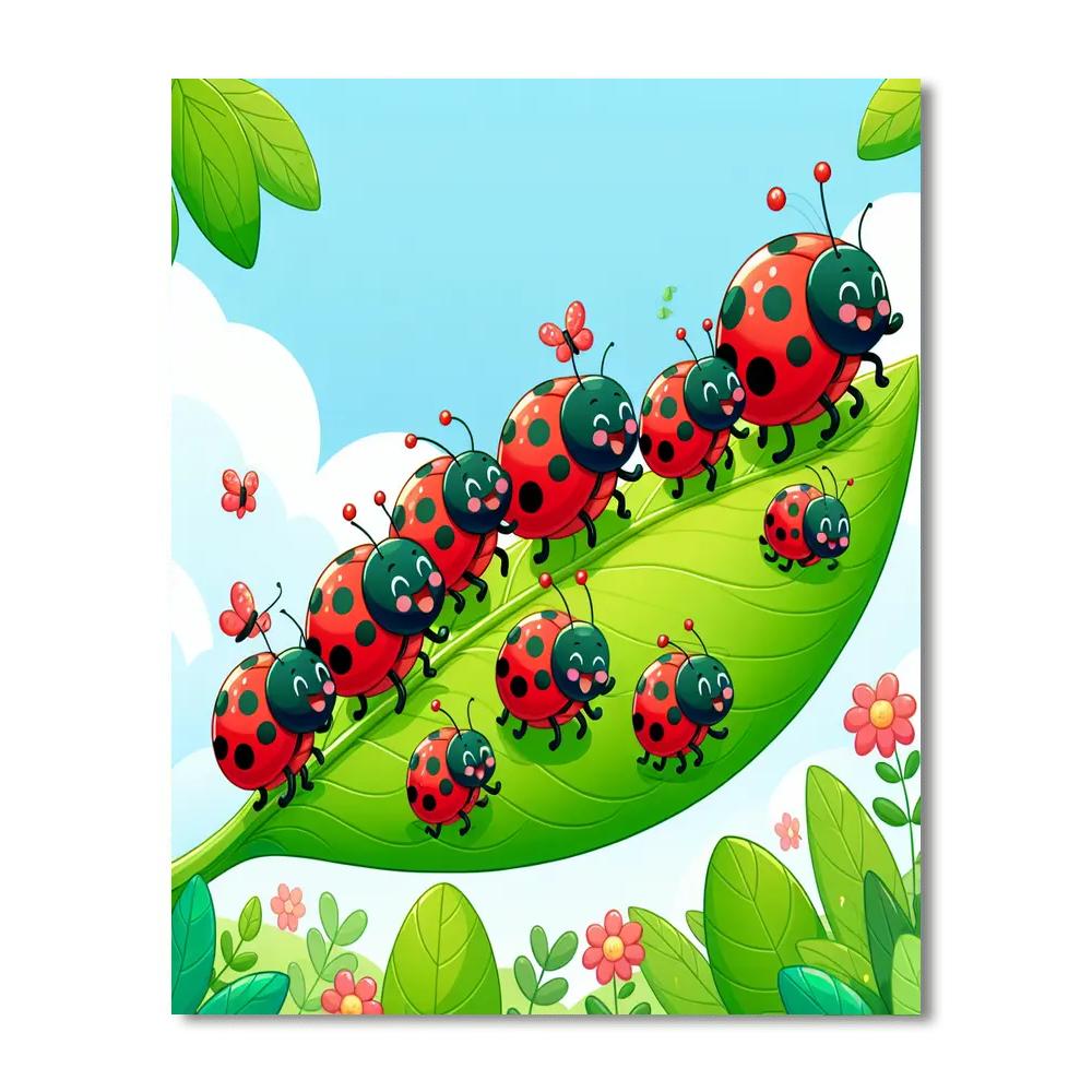 Cheery Ladybug Parade Paint By Numbers Art
