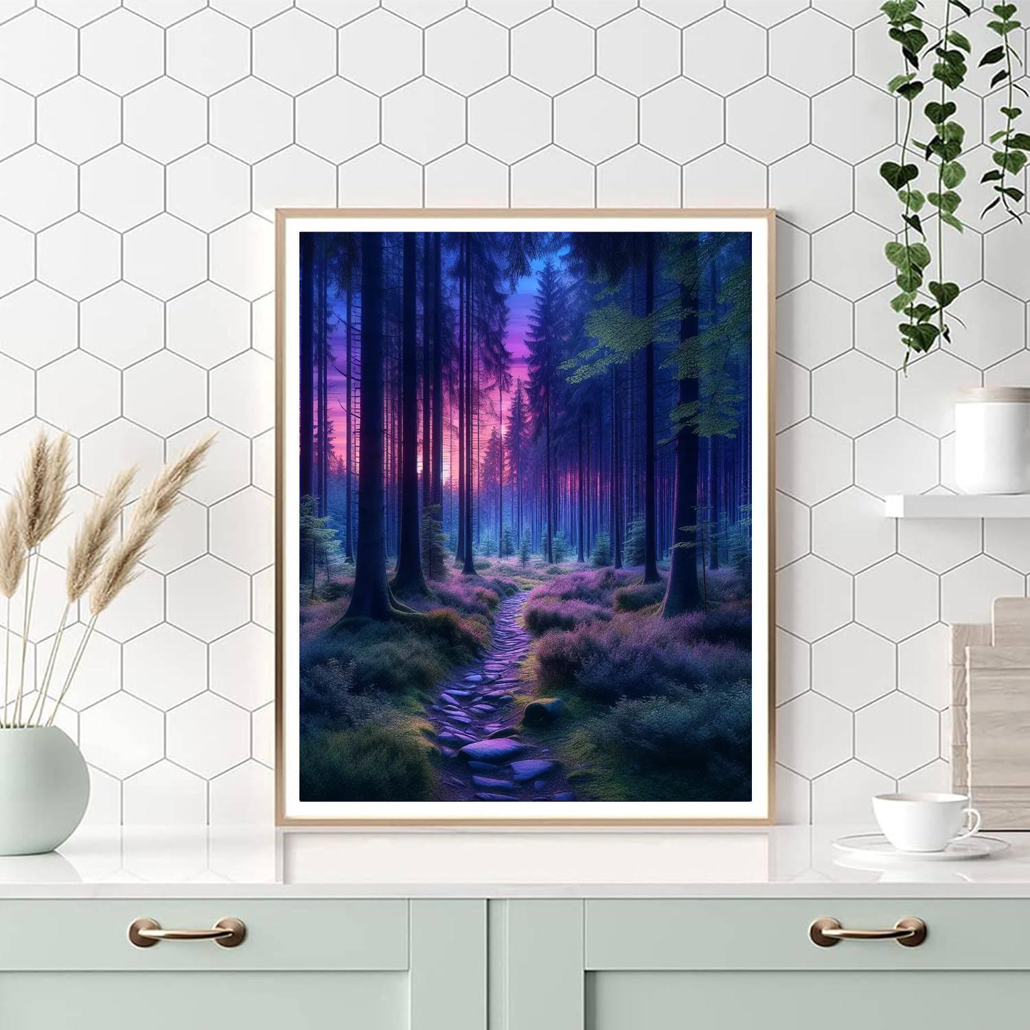 Forest Path At Twilight Numbered Painting Kits