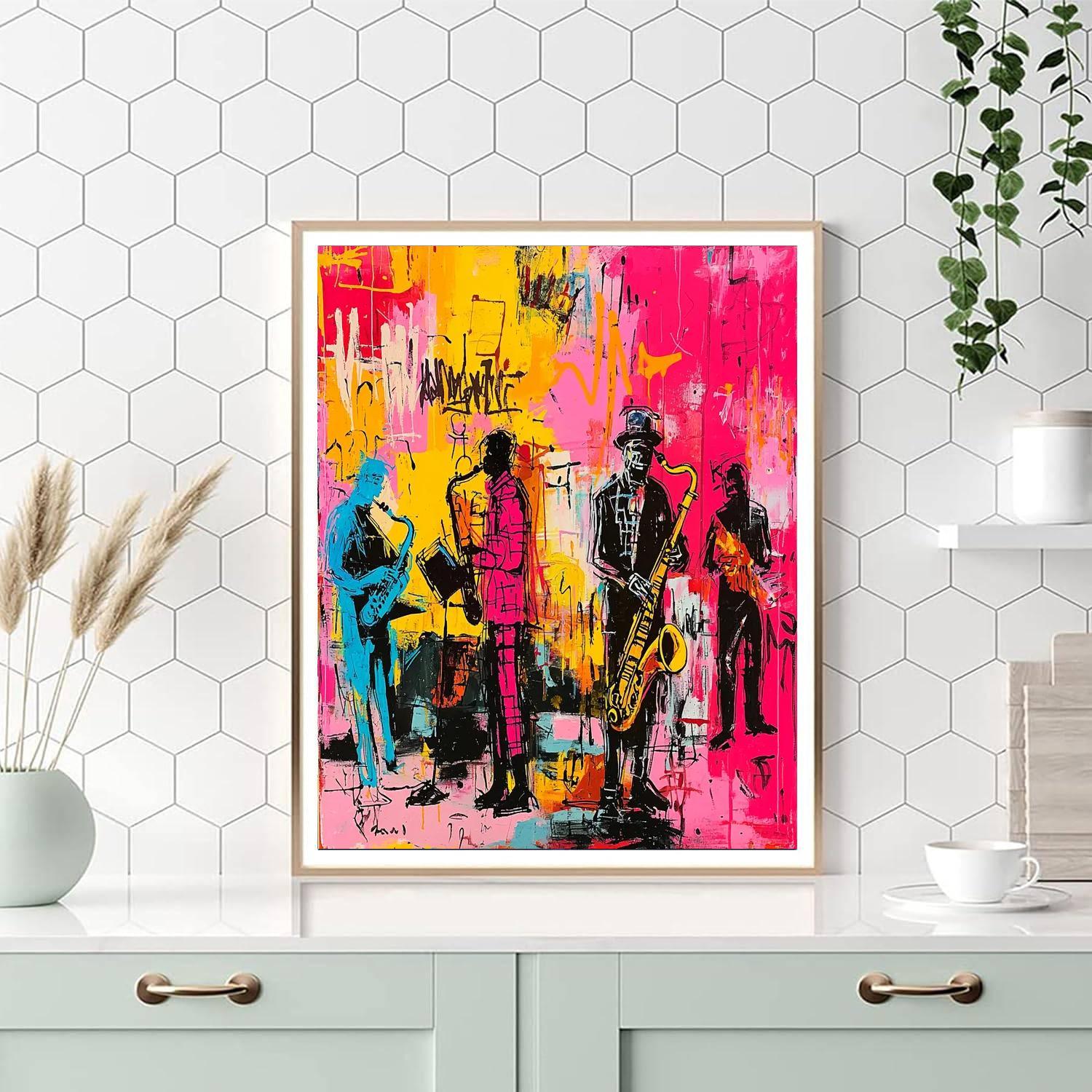 Jean-Michel Basquiat Inspired Colorful City Jazz  Paint By Numbers