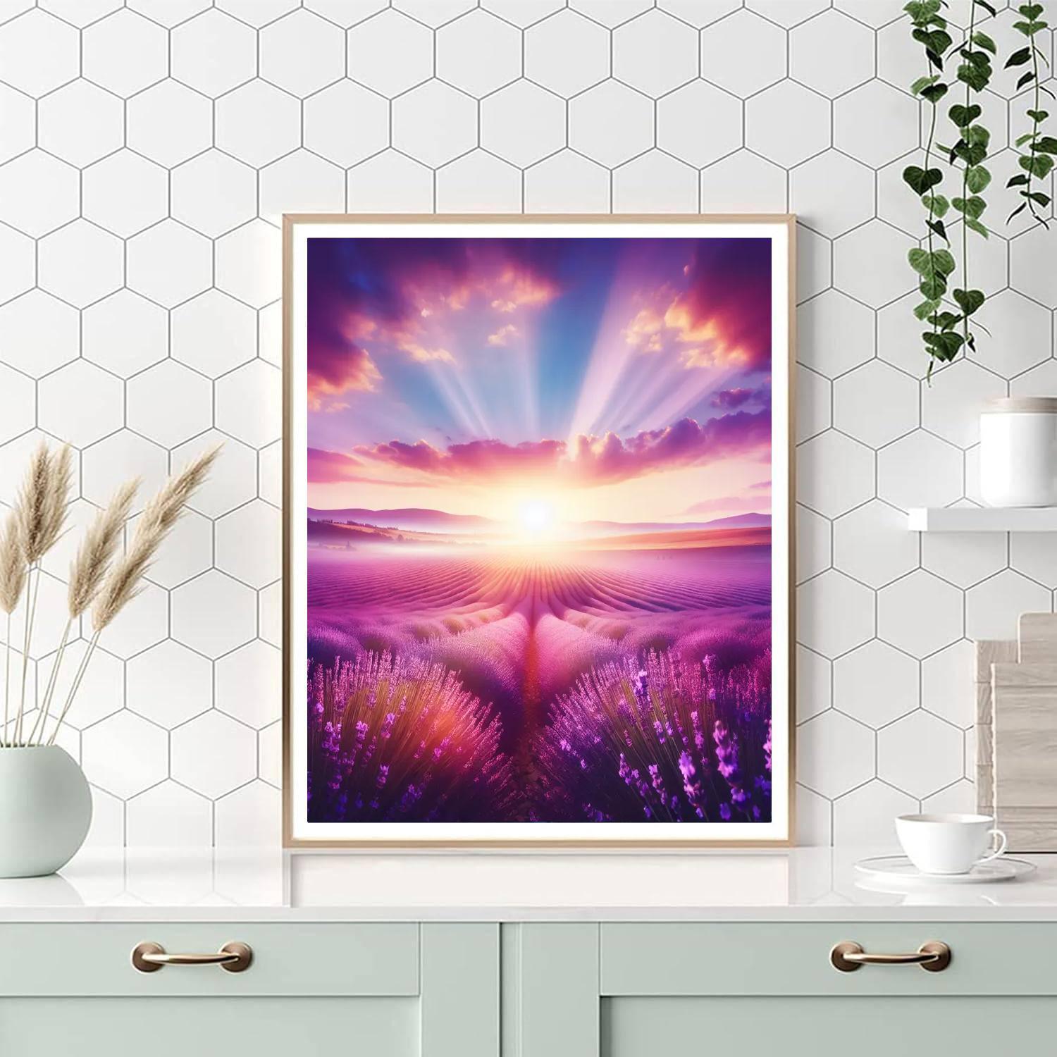 Romantic Lavender Field Painting By Numbers Kit