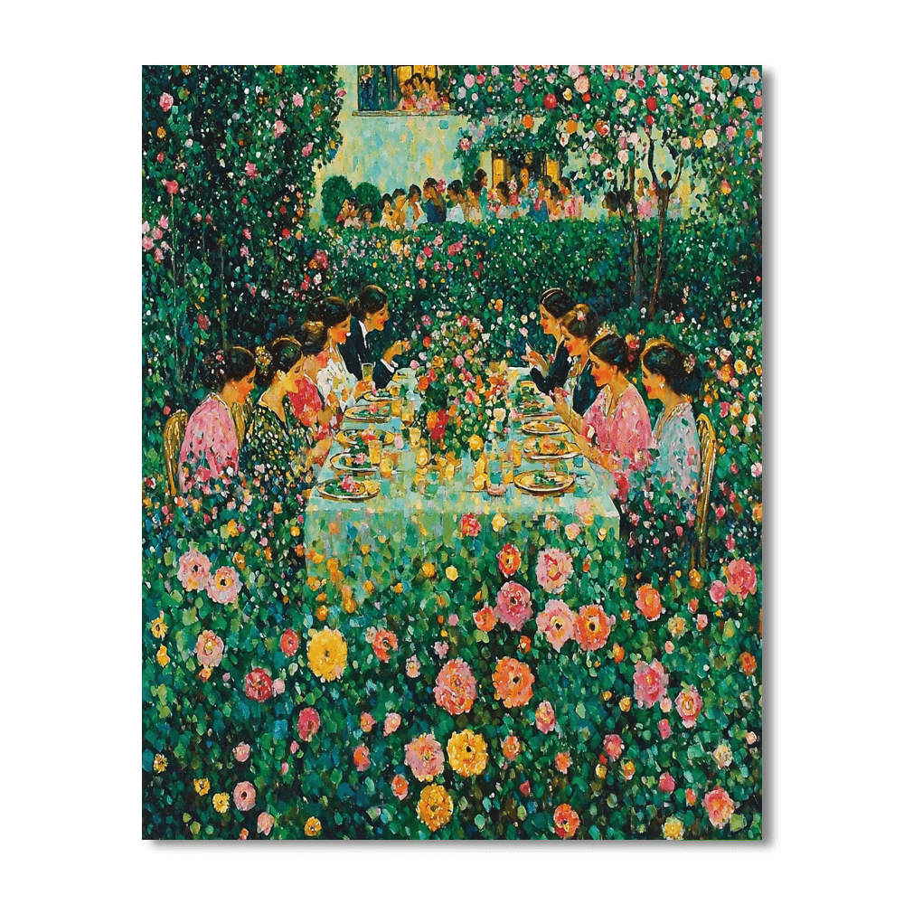 Gustav Klimt Inspired Colorful Garden Party  Paint By Numbers Art