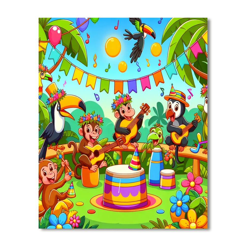 Festive Jungle Party Painting Number Kit