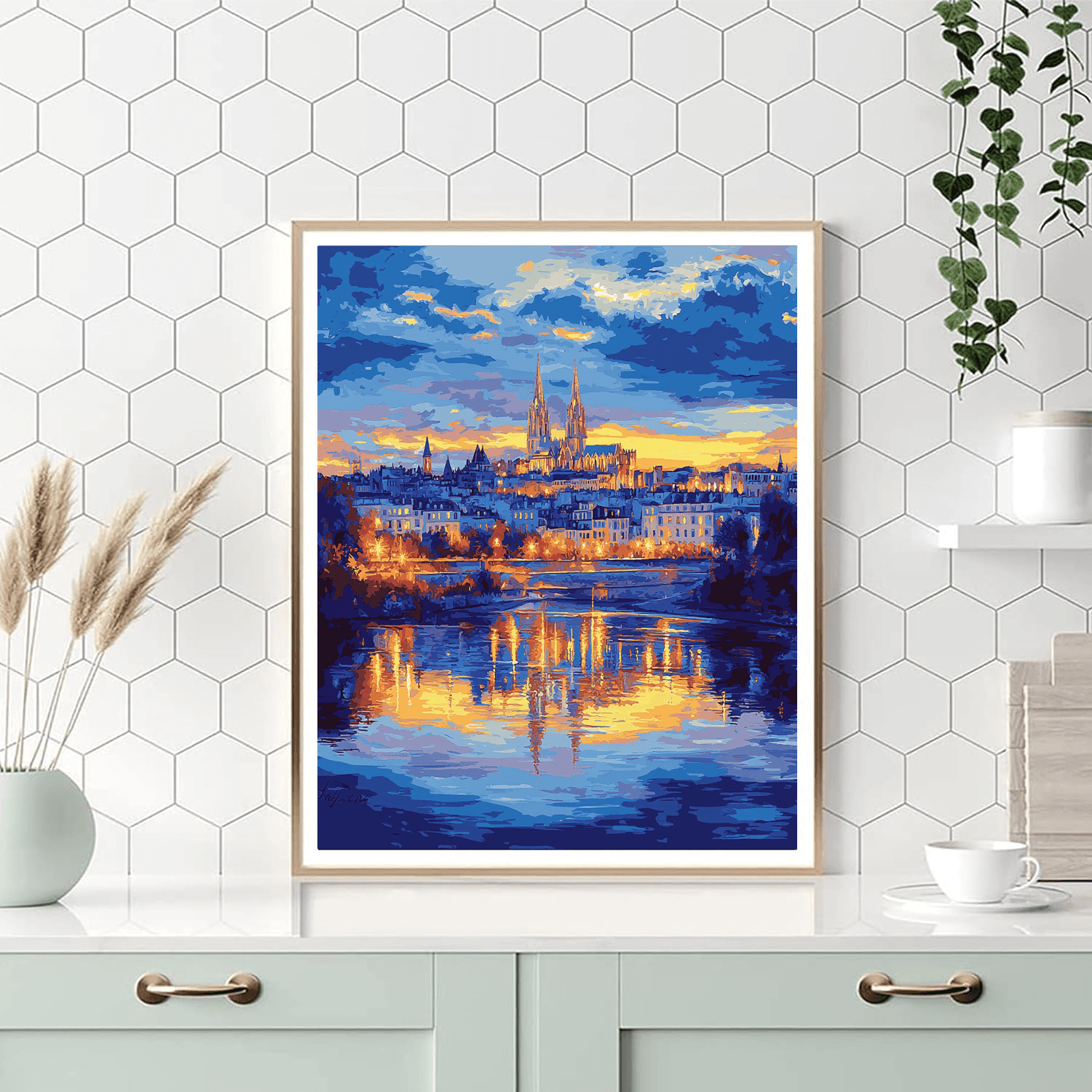Claude Monet Inspired Urban Reflections At Dusk  Painting By Numbers Kit