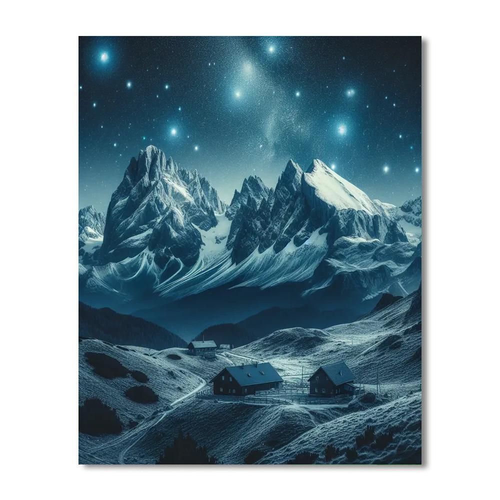Starlit Mountain Refuge Paint By Color
