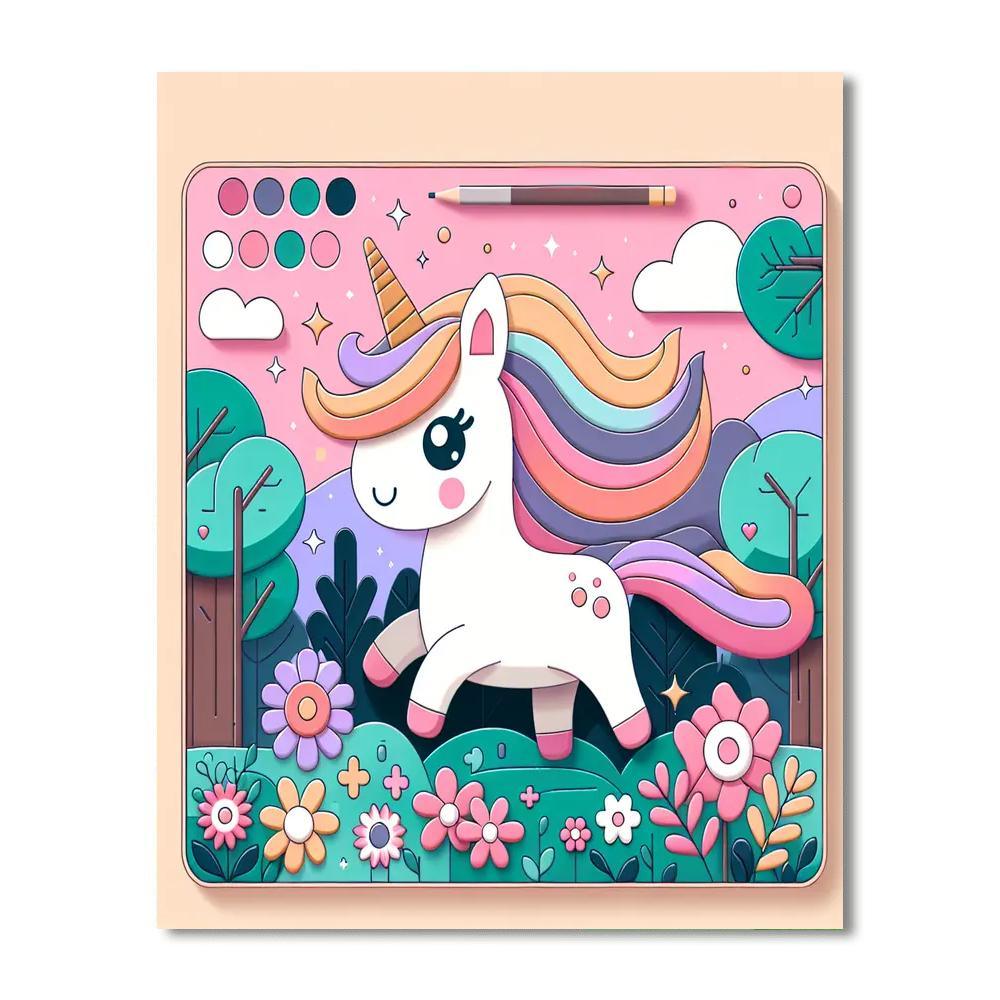 Majestic Unicorn Garden Numbered Painting Kits