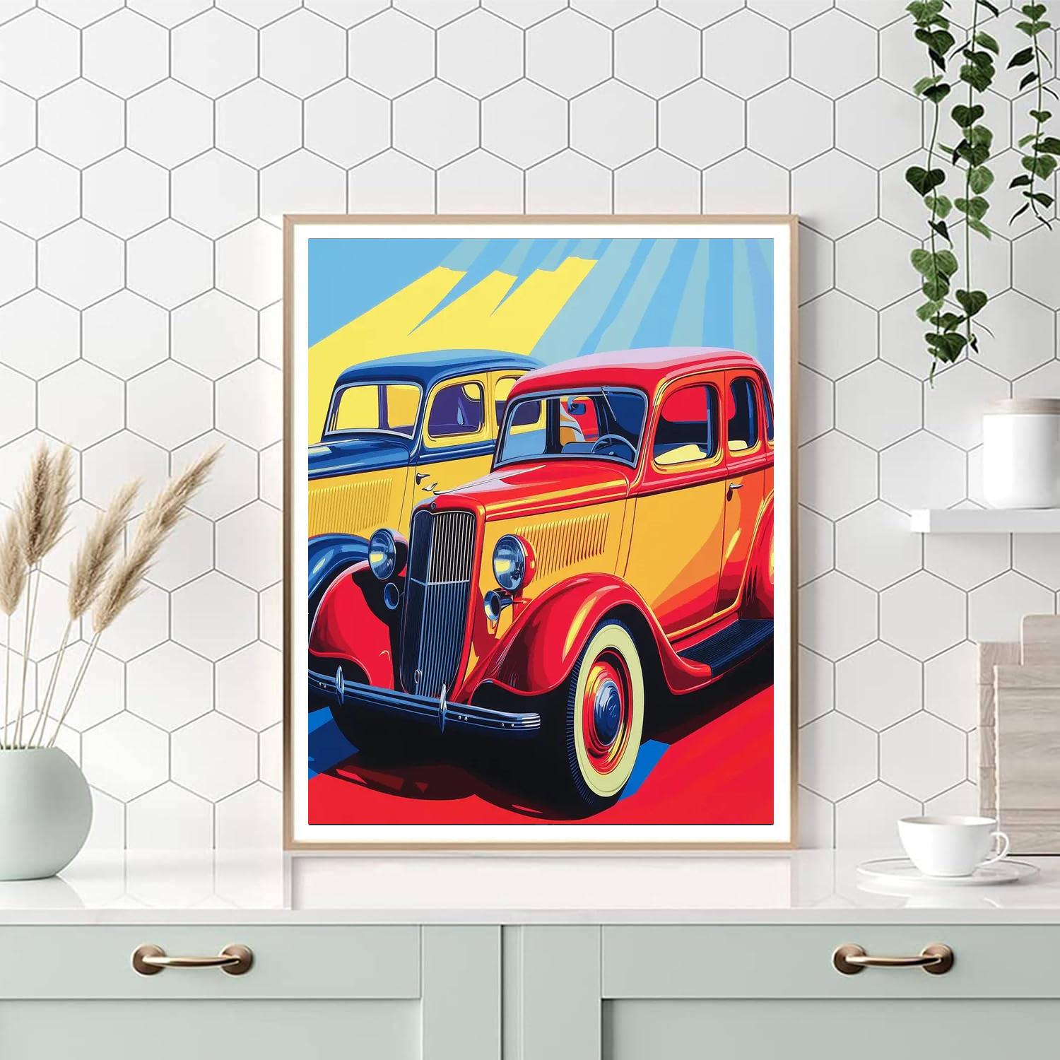 Andy Warhol Inspired Elegant Vintage Cars  Paint By Numbers Kits