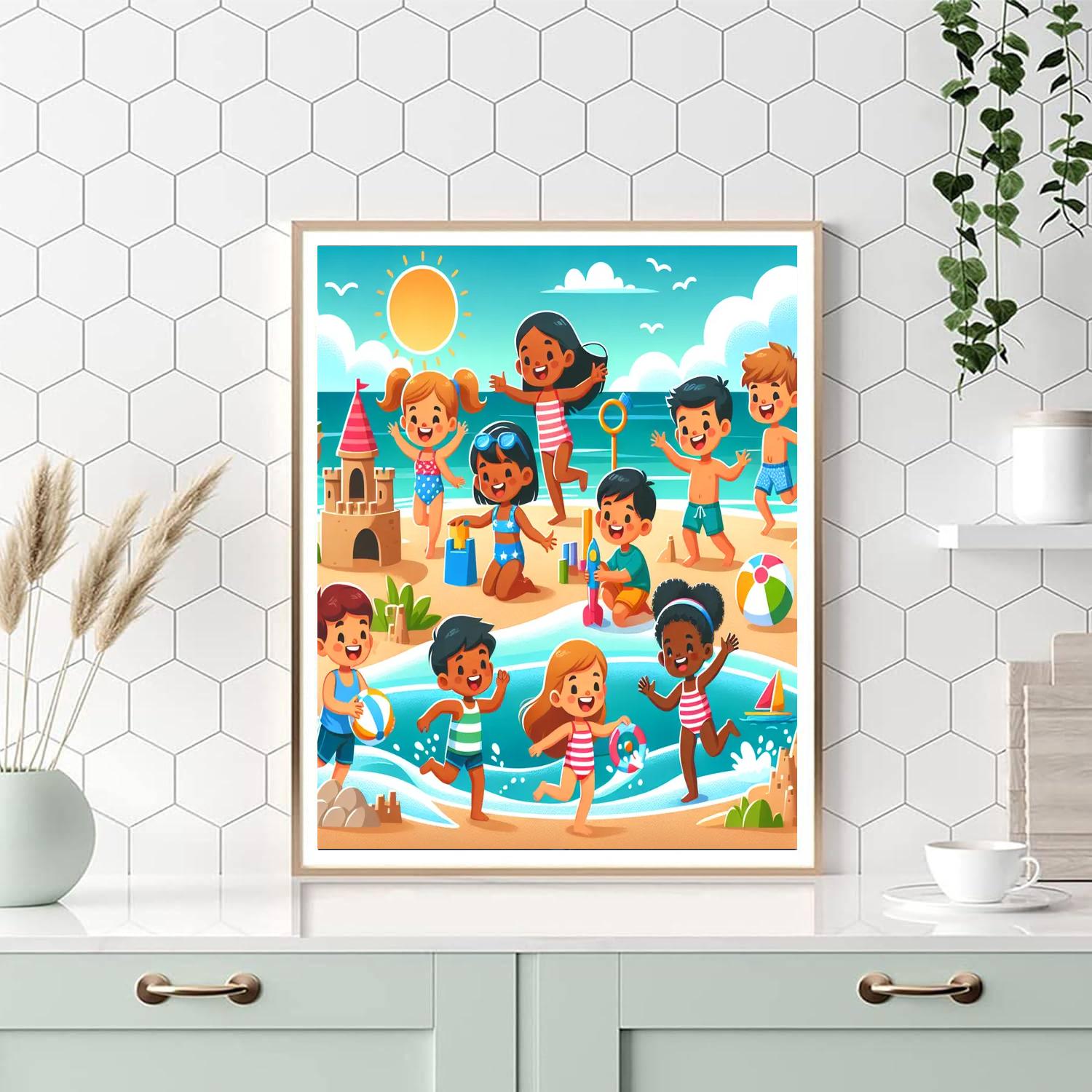 Exciting Beach Day Paint By Numbers Art