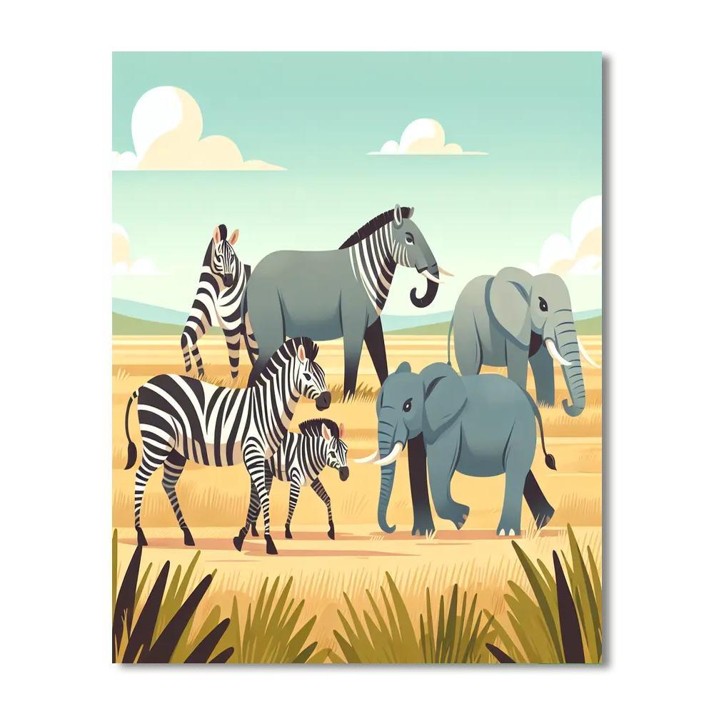 Savanna Wildlife Trek Number Painting