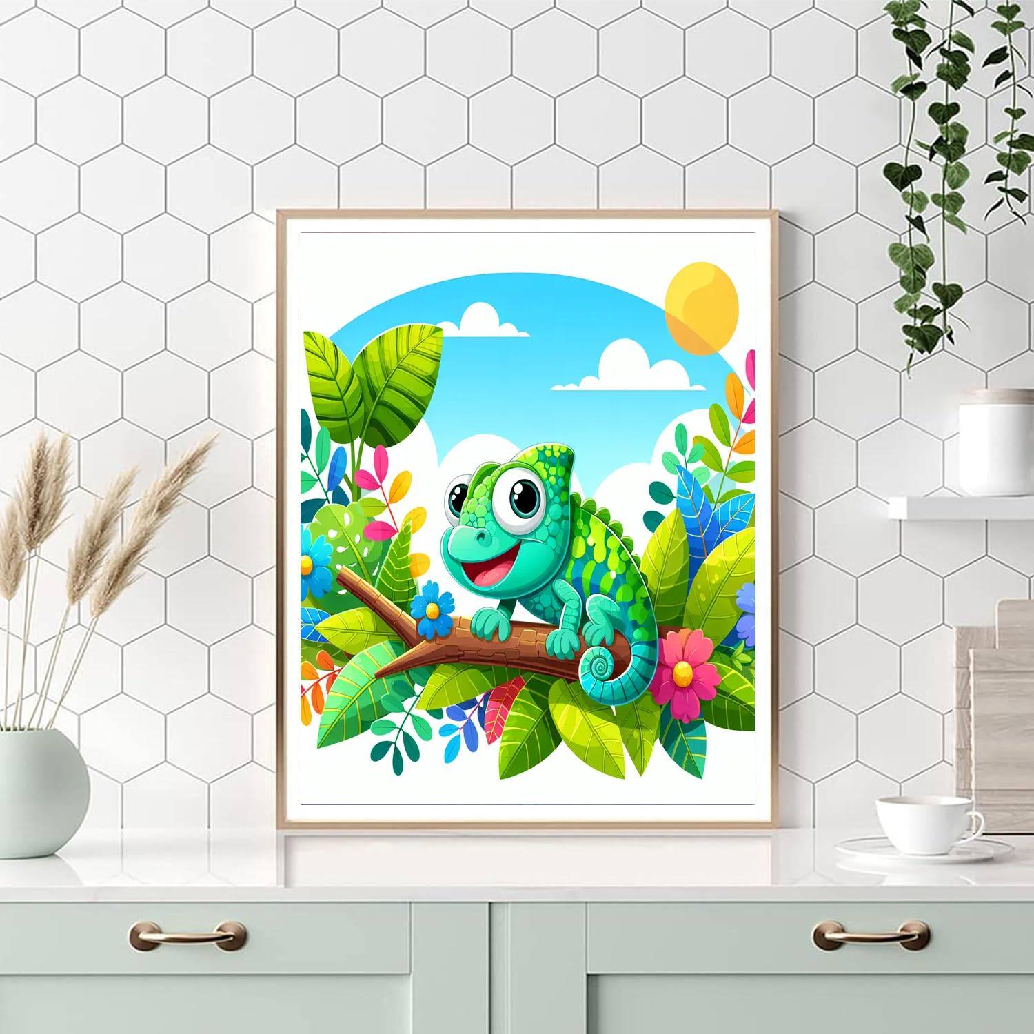 Lively Chameleon Paint By Numbers Art