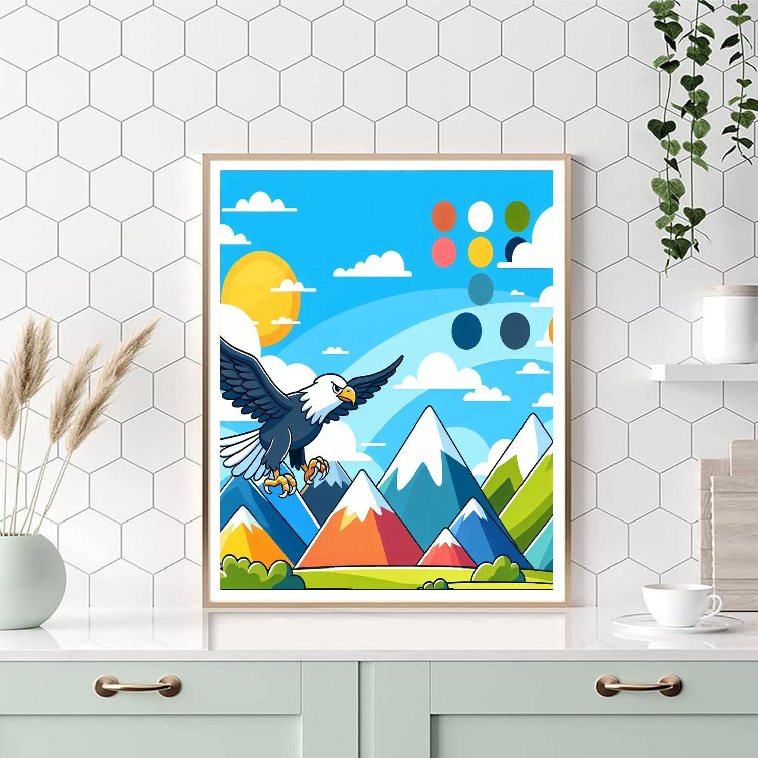 Majestic Mountain Eagle Painting Number Kit