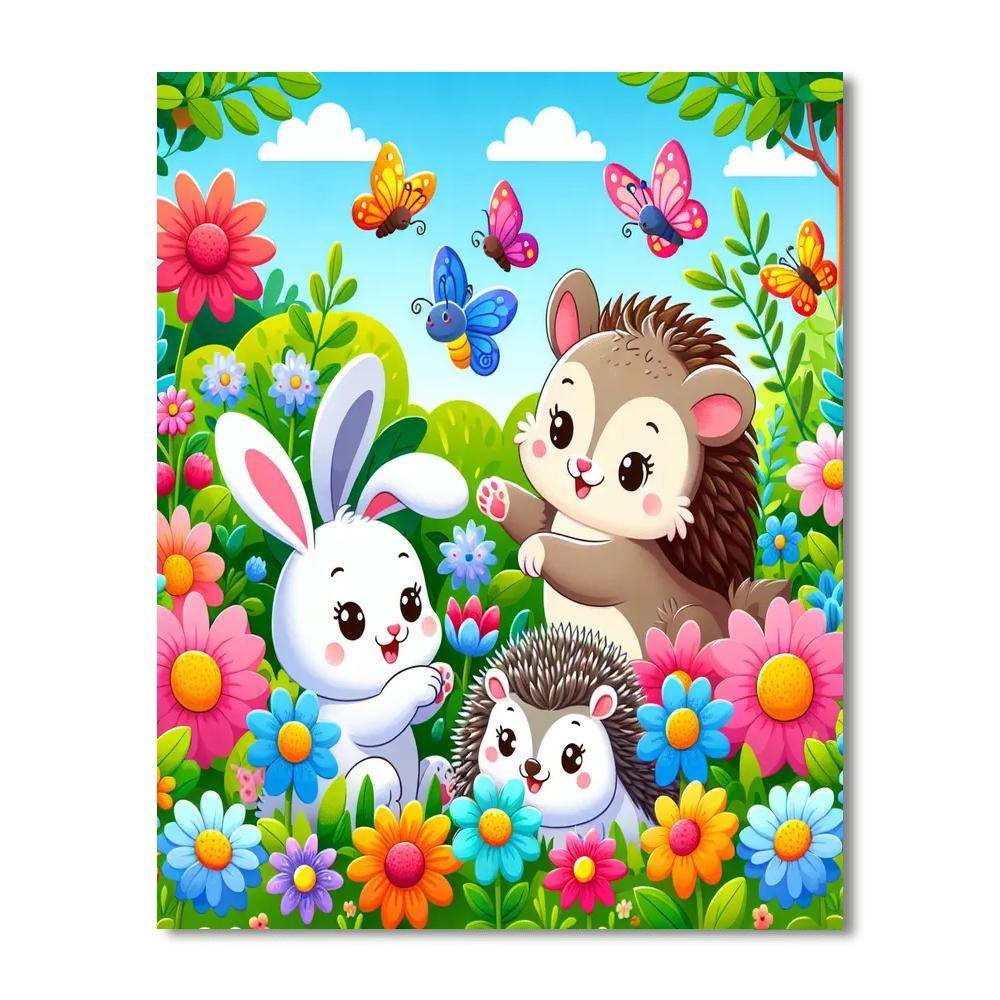 Cuddly Critters In The Garden Paint By Numbers