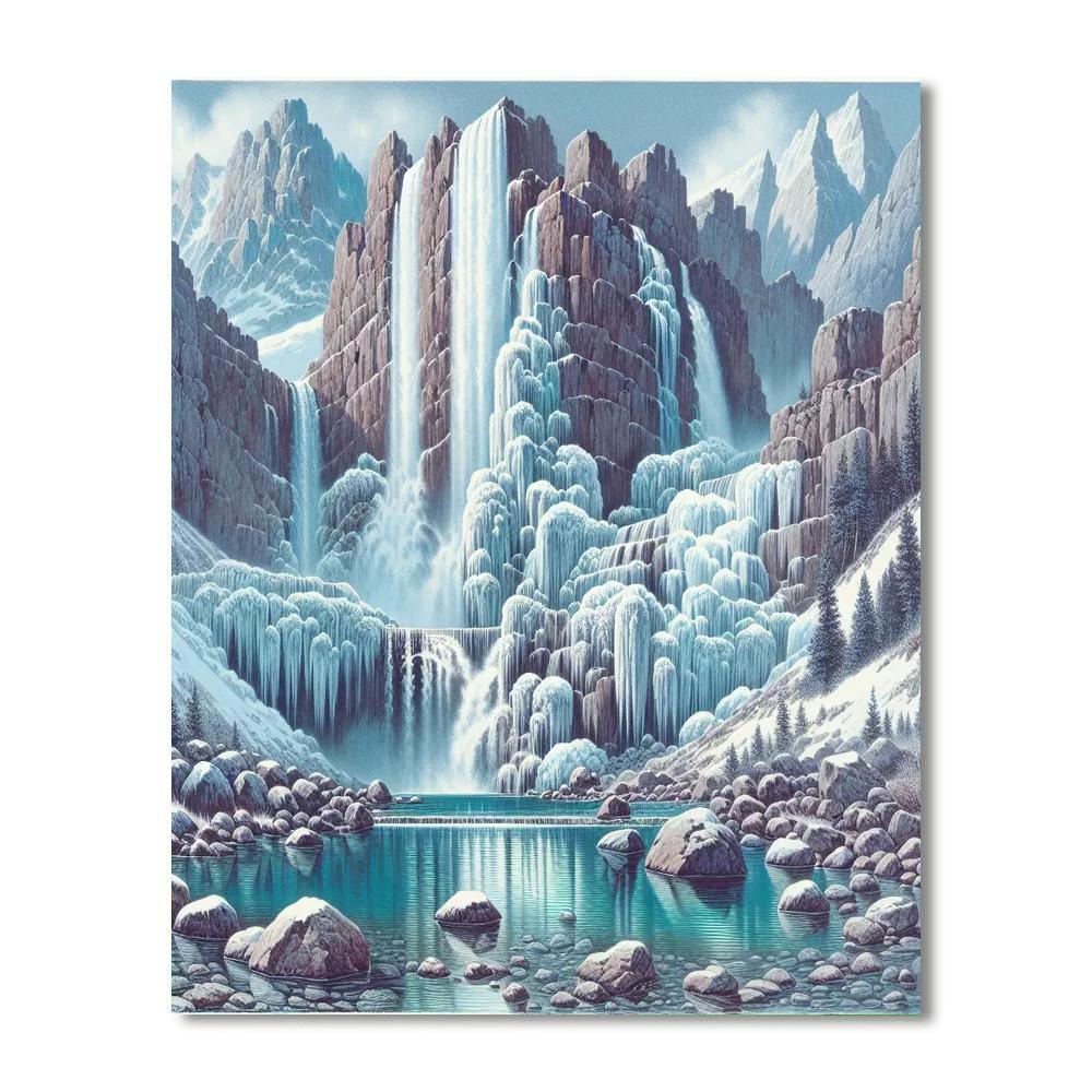 Cascading Mountain Falls Paint By Numbers