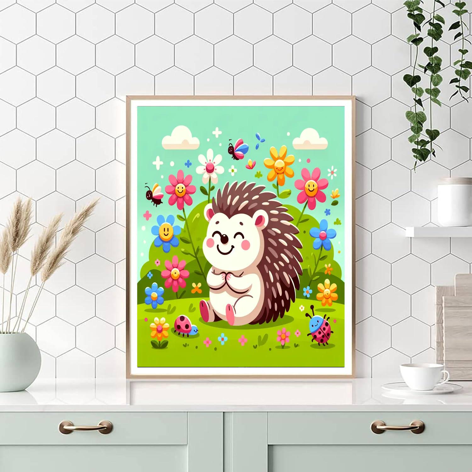 Curious Hedgehog Expedition Paint By Numbers Art