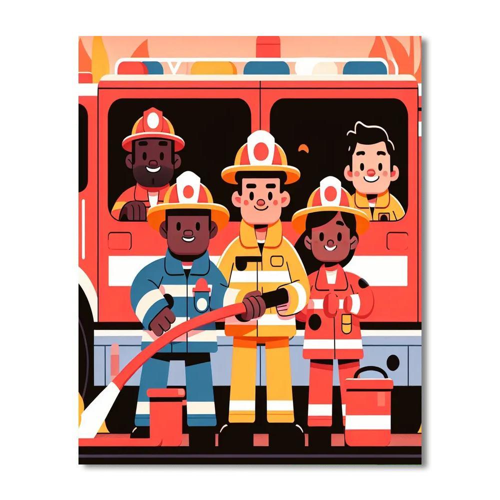 Heroic Firefighters To The Rescue Painting Number Kit