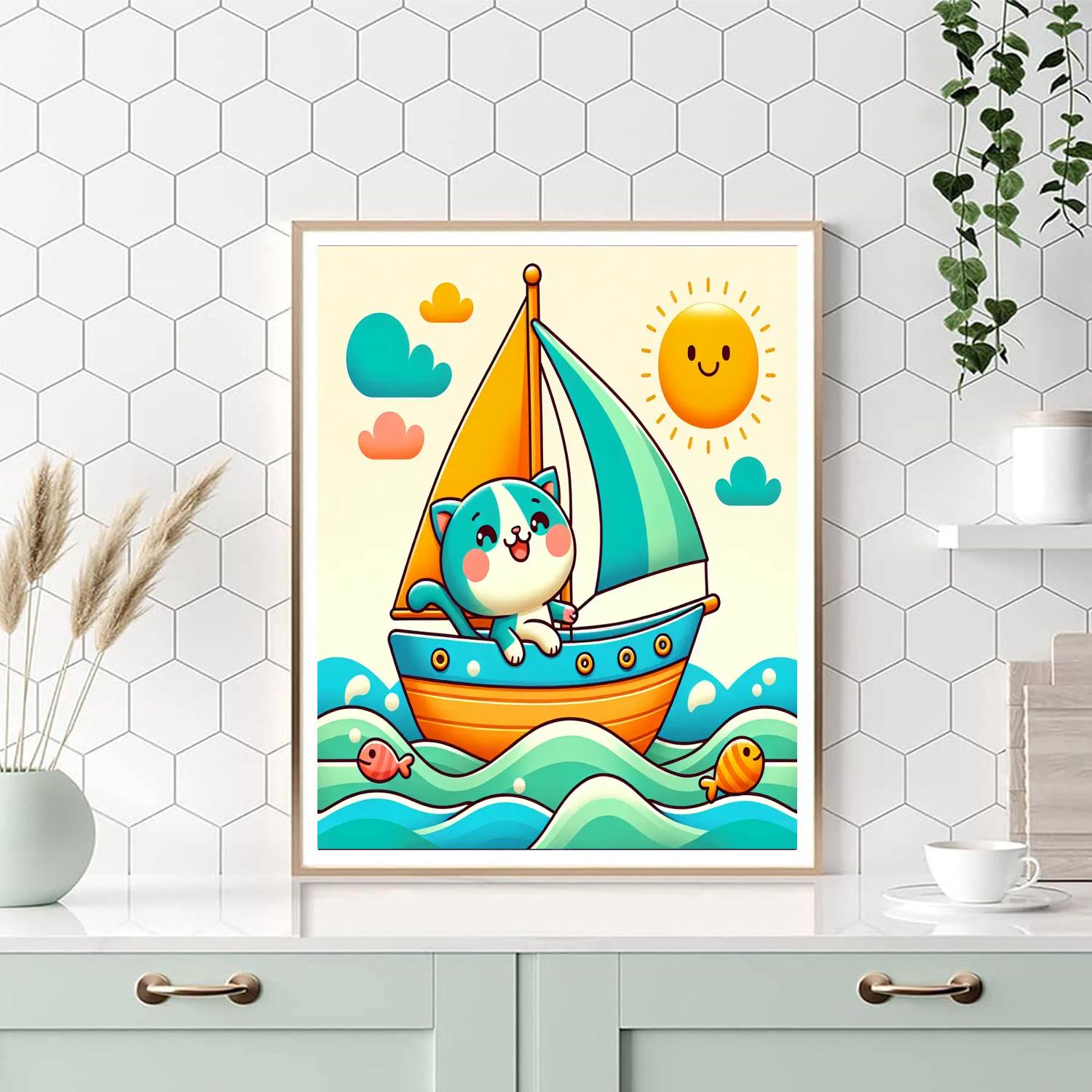 Sailing Adventure Cat Numbered Painting Kits