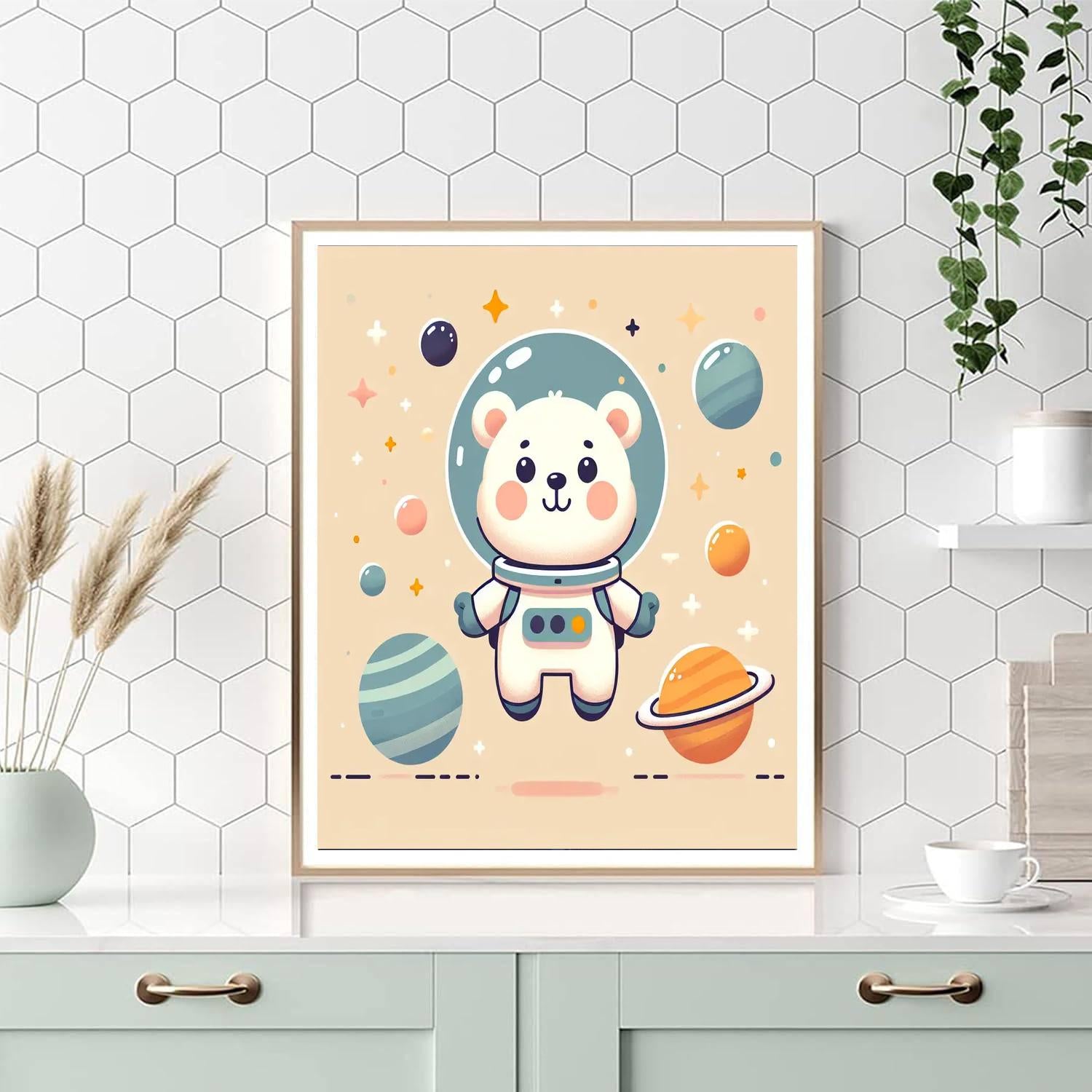 Explorative Astronaut Bear Paint By Numbers Art