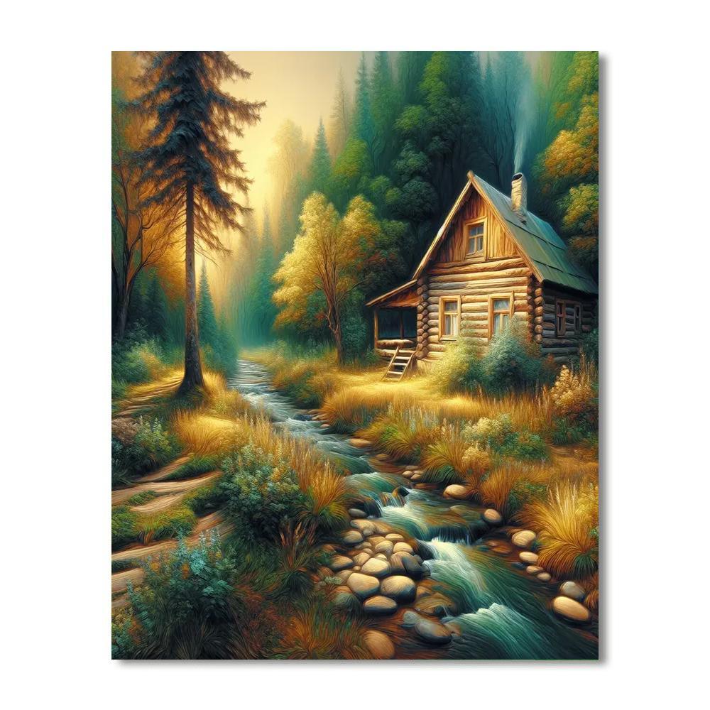 Rustic Cabin Tranquility Paint By Number