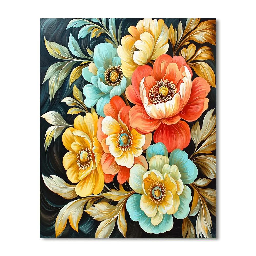 Alphonse Mucha Inspired Floral Crescendo  Painting Number Kit