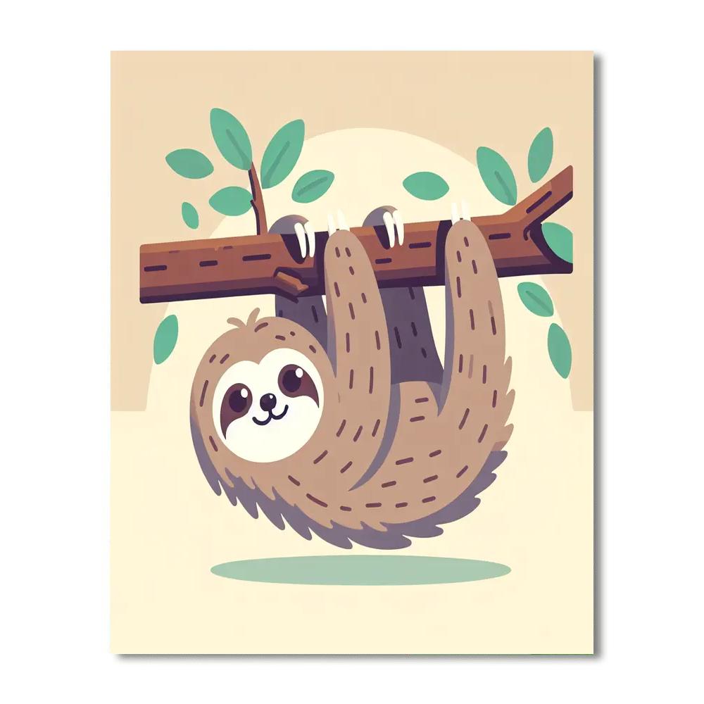 Silly Sloth On A Branch Paint By Numbers Art