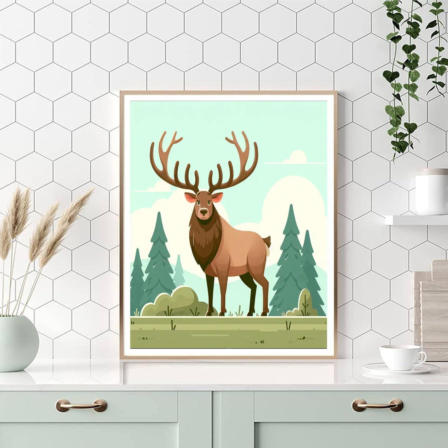 Enthusiastic Elk Painting By Numbers Kit