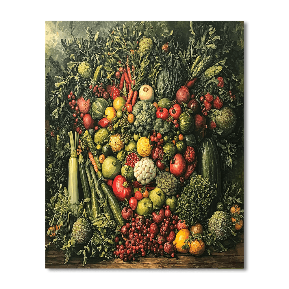 Giuseppe Arcimboldo Inspired Vibrant Vegetables  Paint By Color