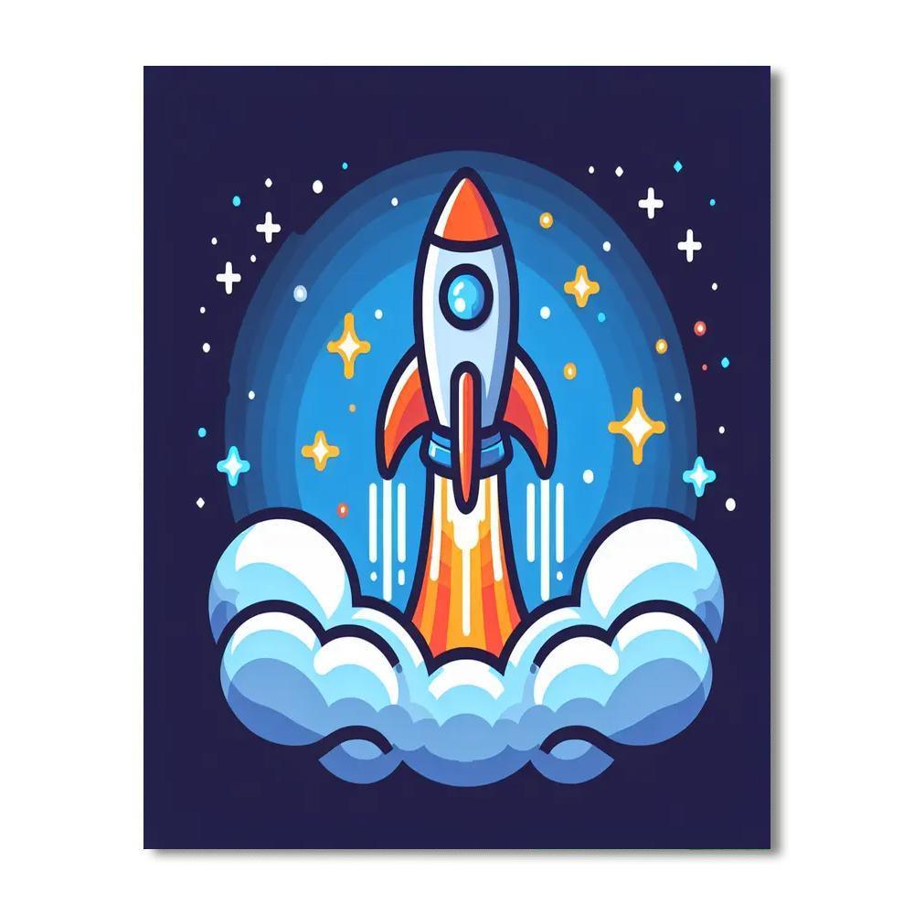 Rocket Ship Blast Off Painting By Numbers Kit