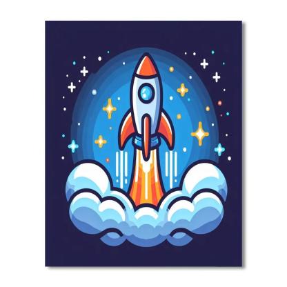 Rocket Ship Blast Off Painting By Numbers Kit