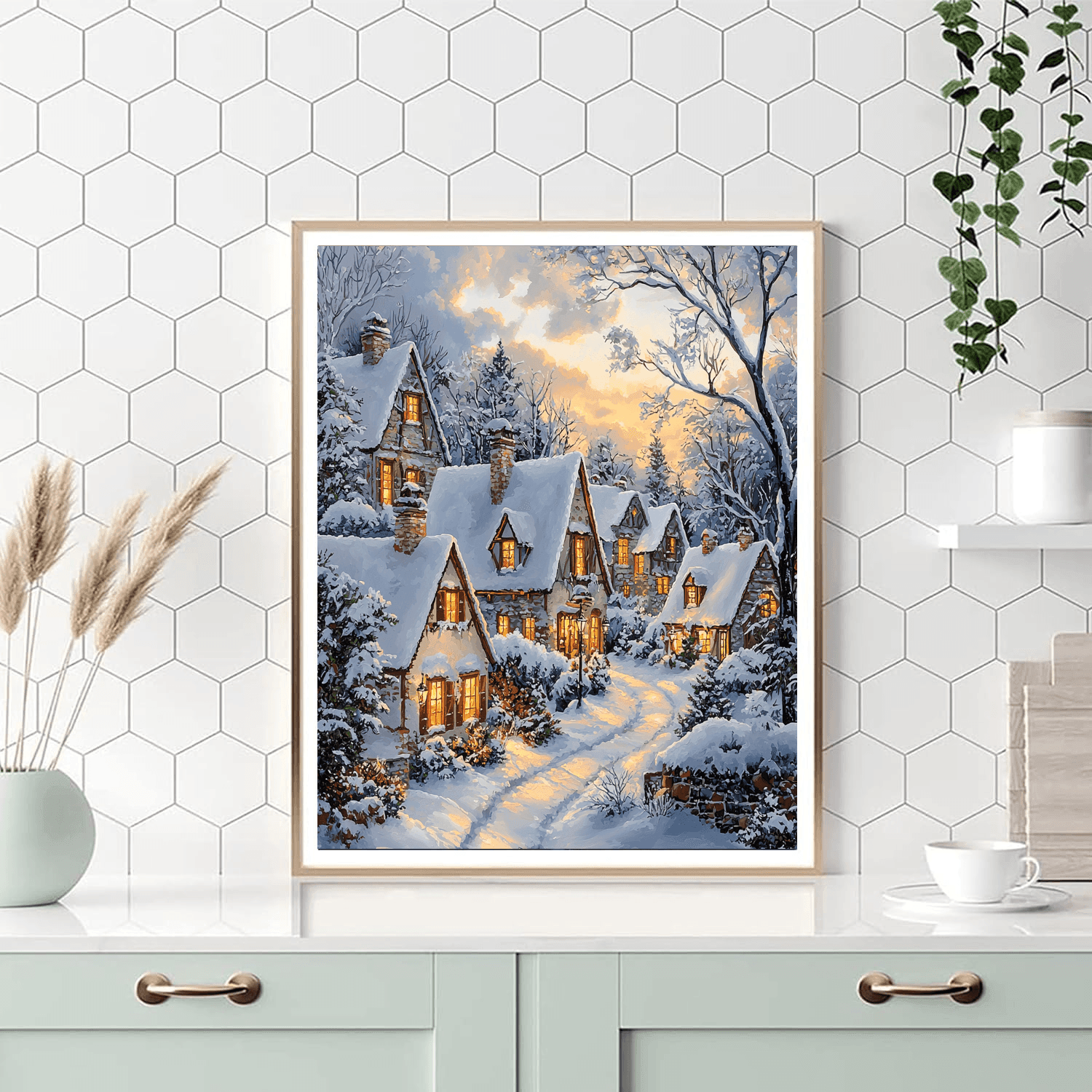 Thomas Kinkade Inspired Illuminated Winter Wonderland  Painting By Numbers Kit