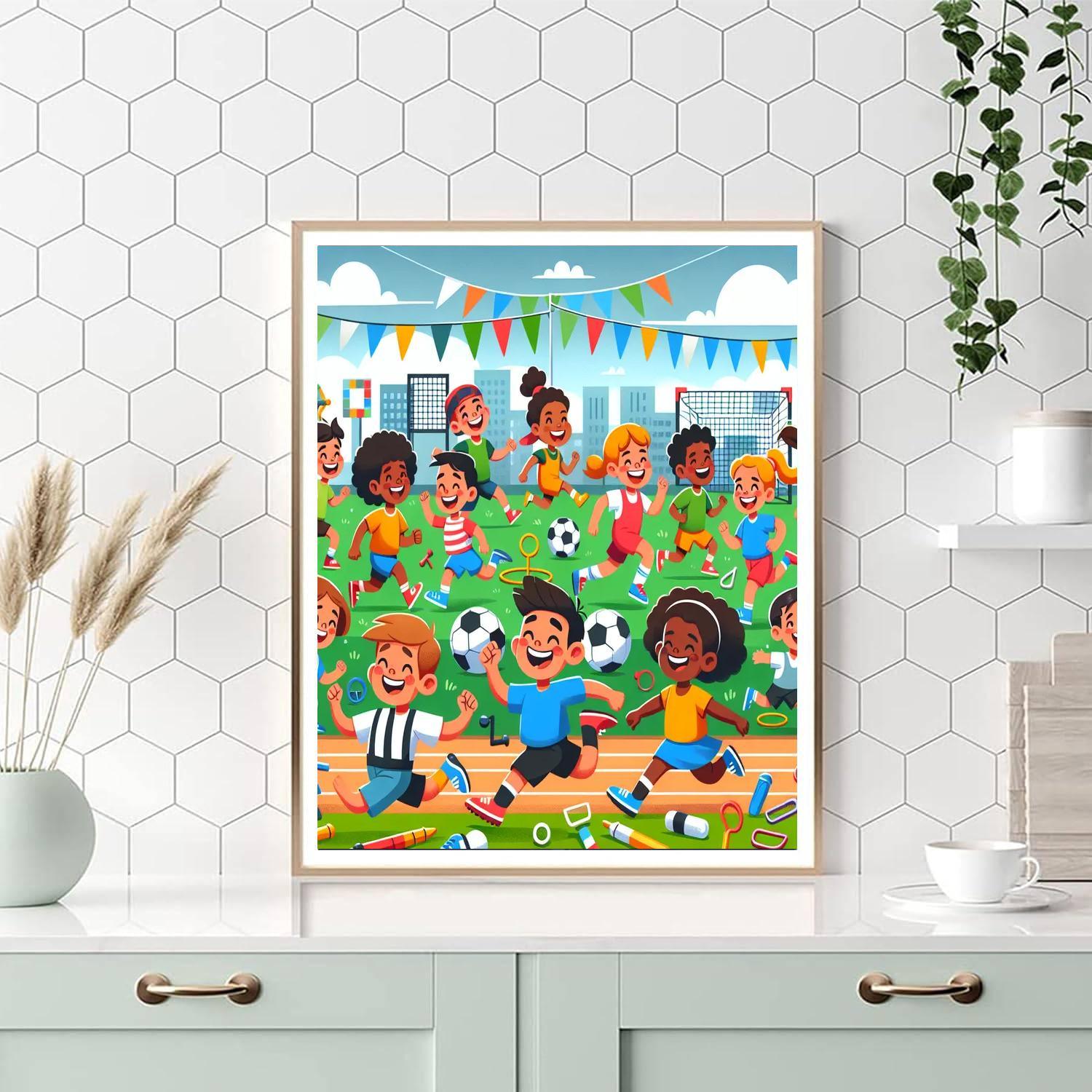 Energetic Sports Day Number Painting
