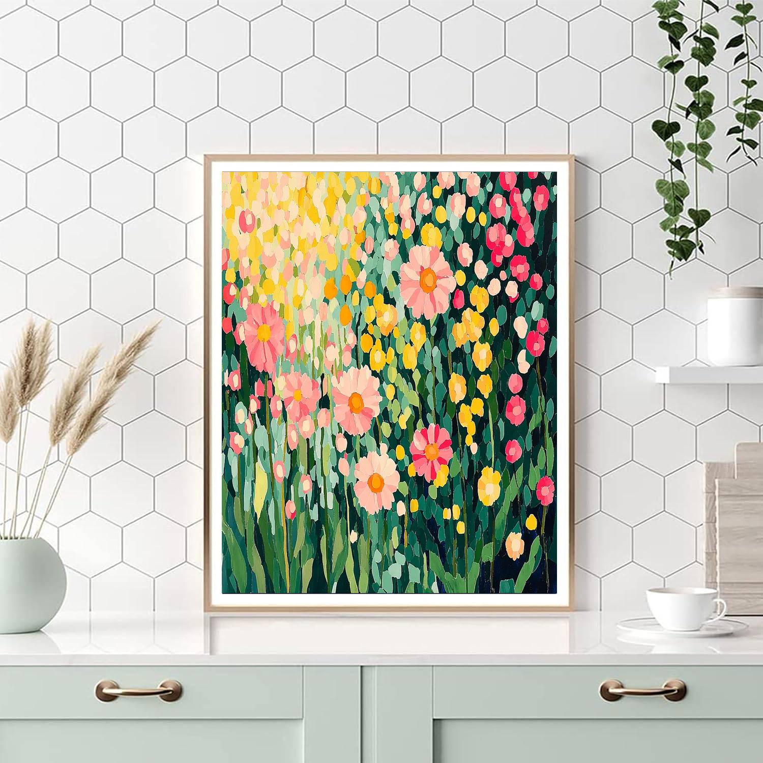 Georges Seurat Inspired Prismatic Flora  Number Painting