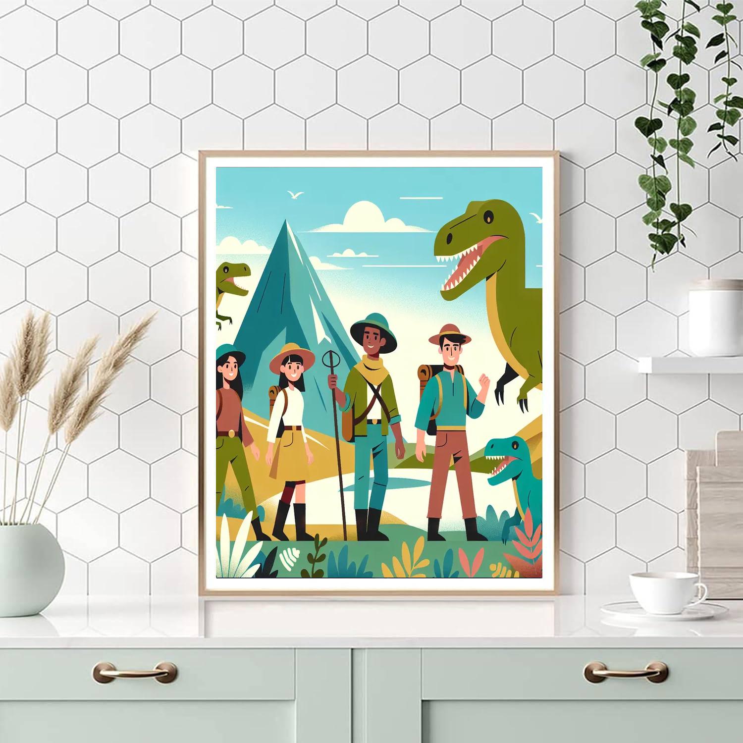 Explorers In Dinosaur Valley Painting By Numbers Kit