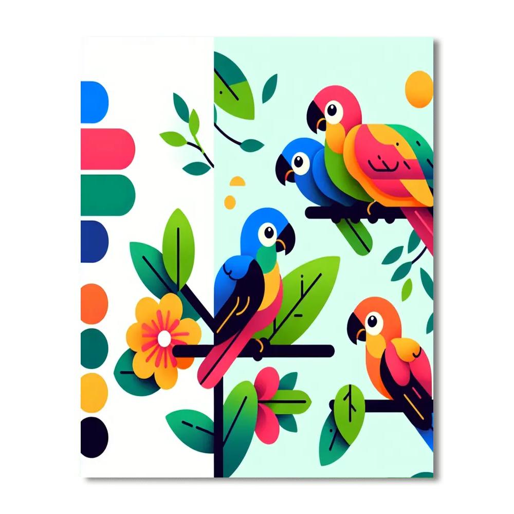Petite Parrots Numbered Painting Kits
