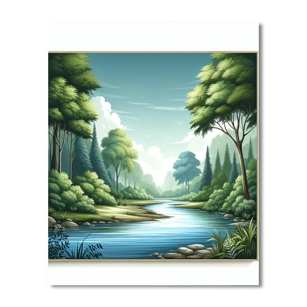 Gentle River Reflections Paint By Number