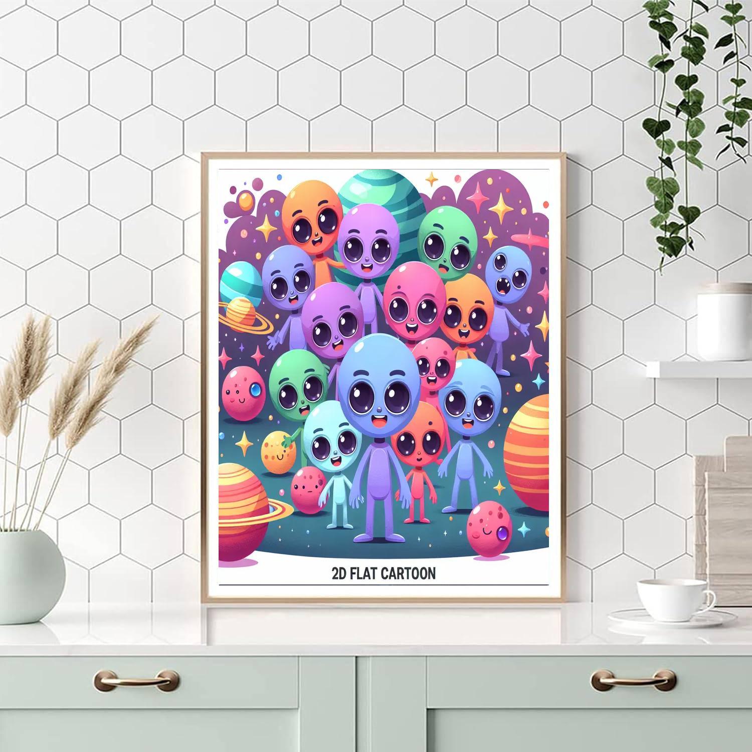 Curious Alien Friends Paint By Numbers Art