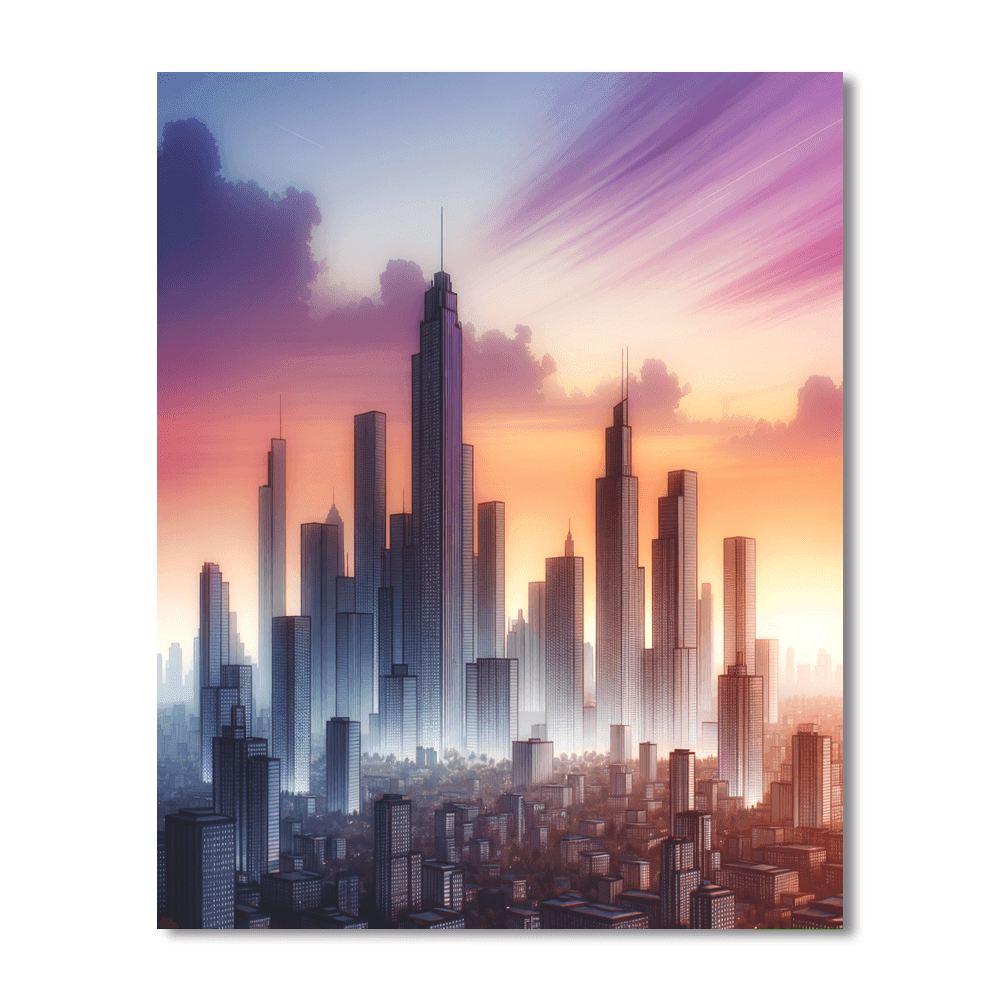 Elegant Cityscape Horizon Numbered Painting Kits