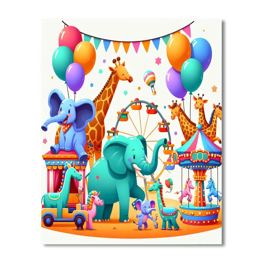 Zoo Animal Funfair Number Painting