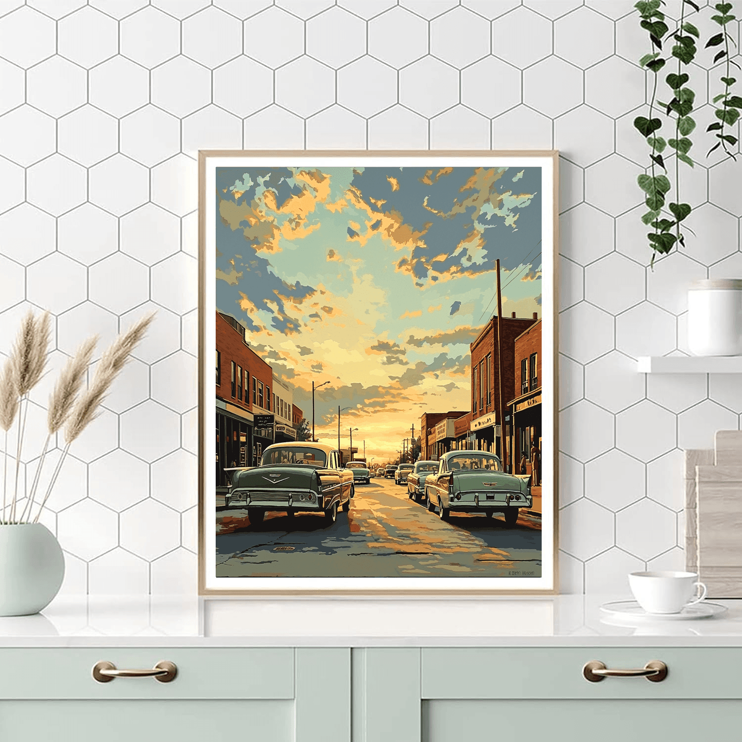 Hopper Inspired Vintage Automobile Wonders  Painting By Numbers Kit