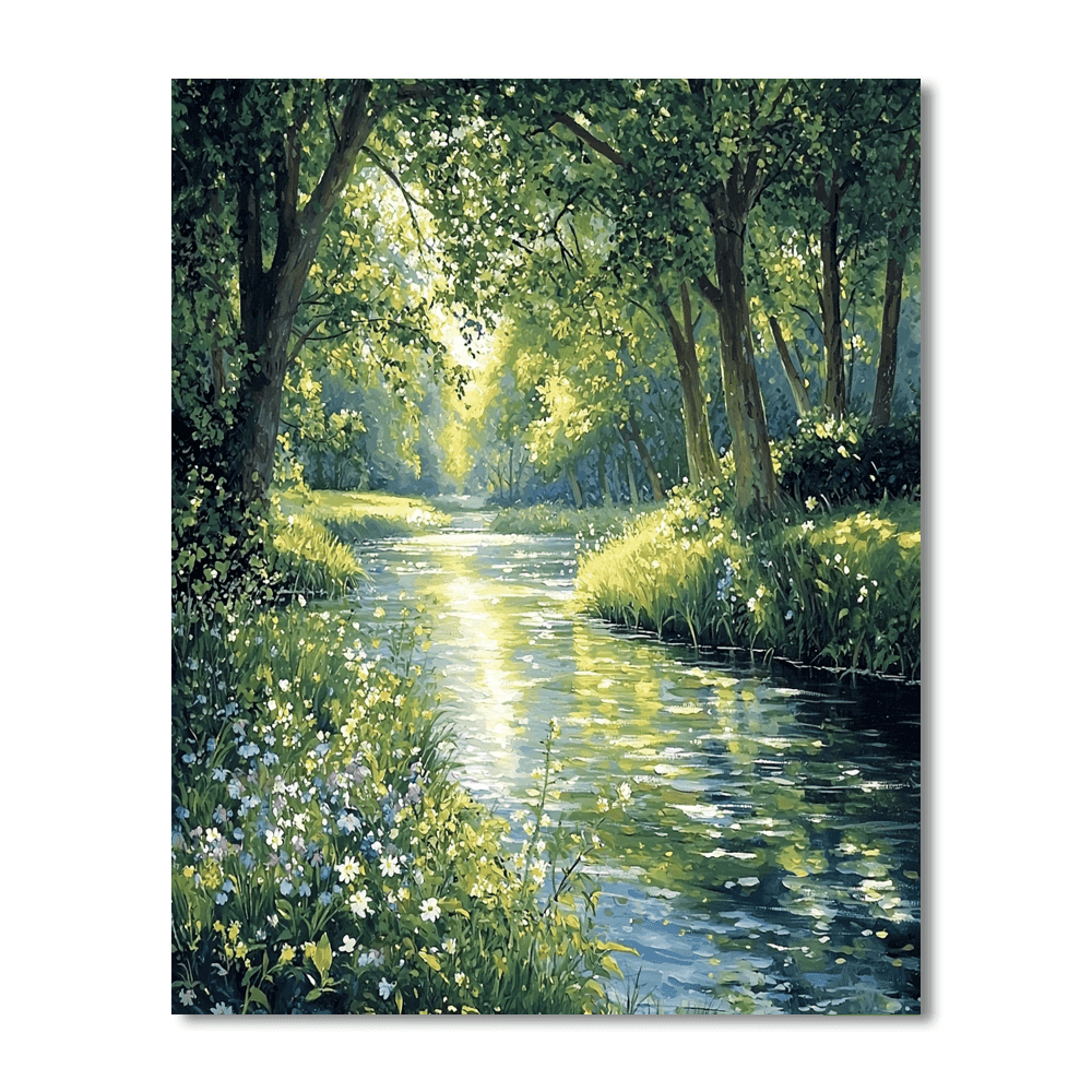 John Constable Inspired Tranquil Riverbank  Paint By Numbers Art