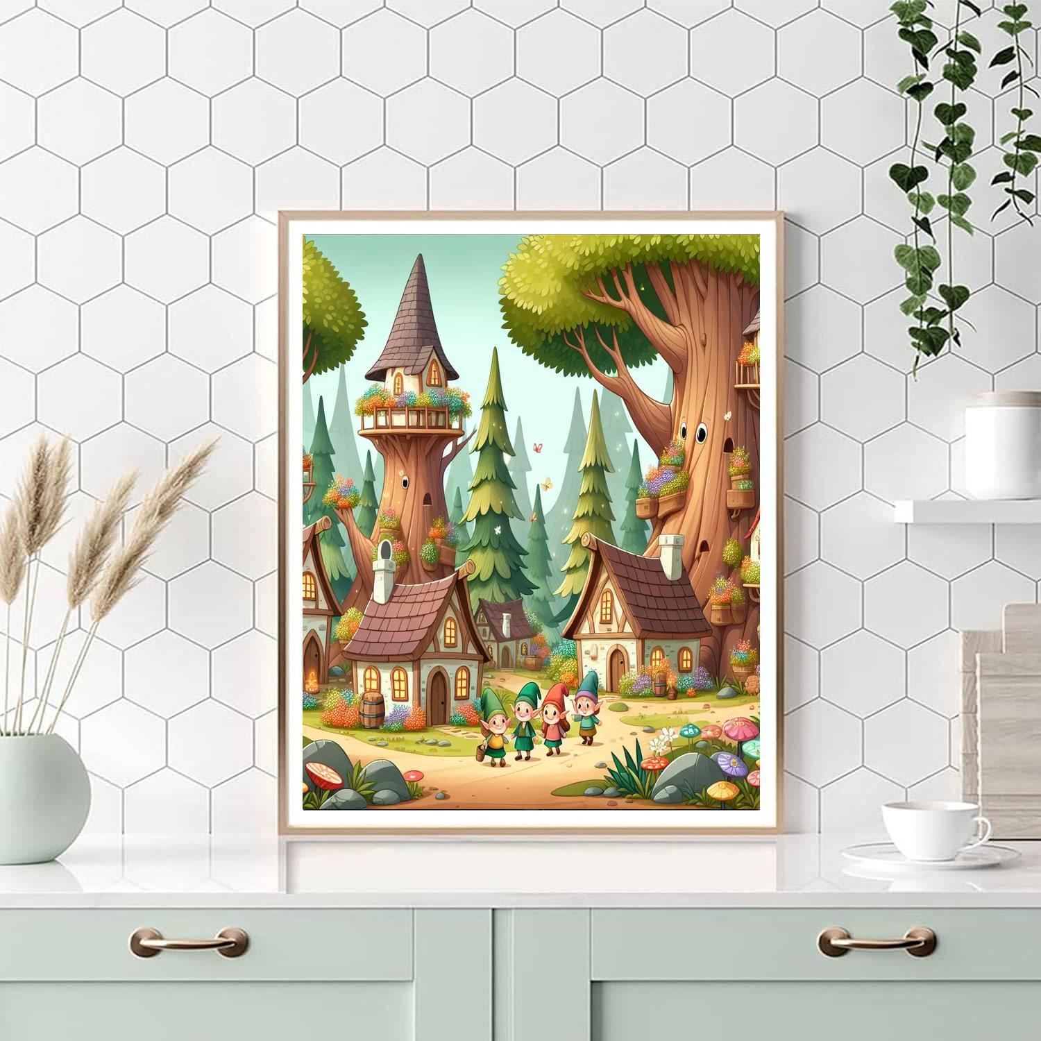 Fantasy Elf Village Paint By Color