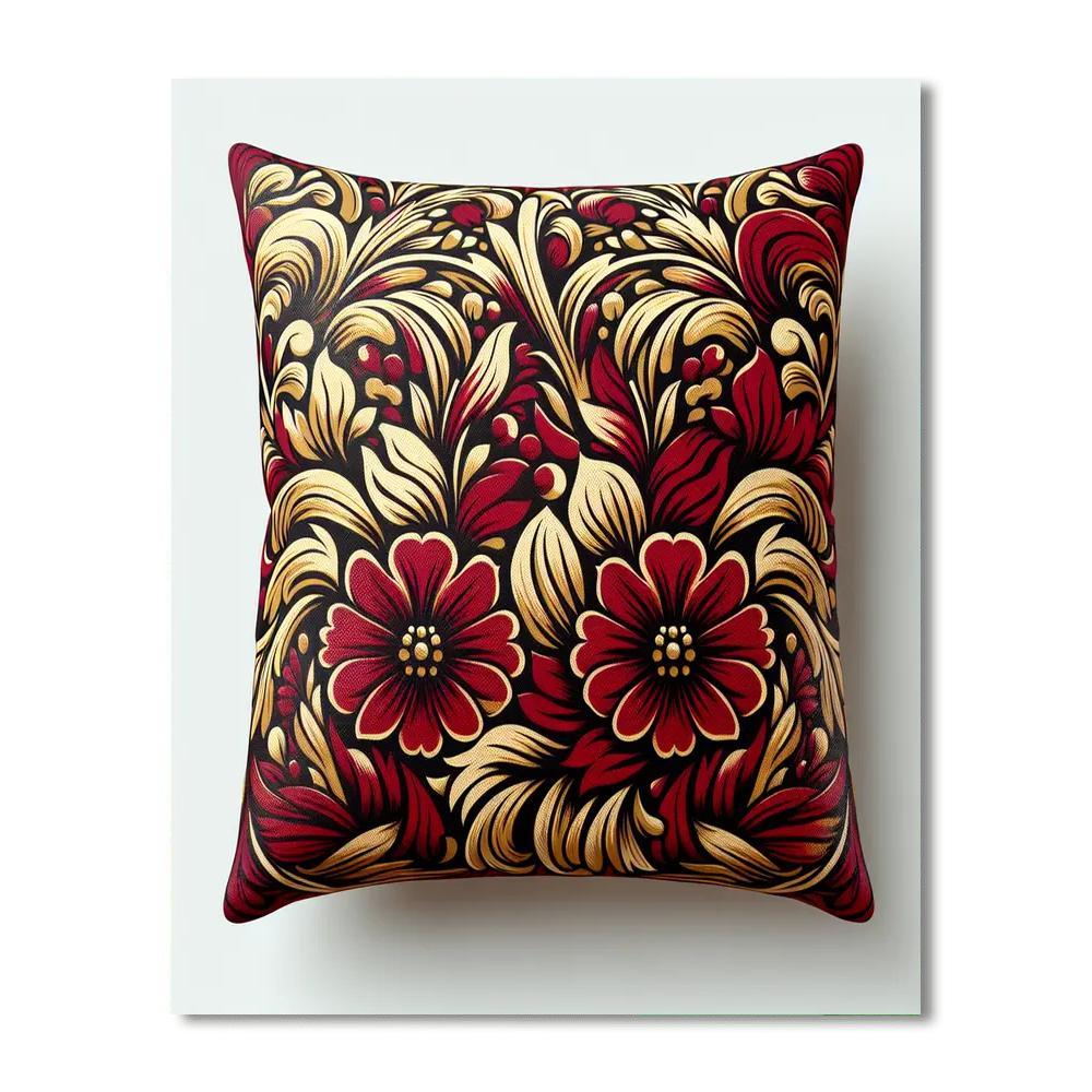 Crimson Bloom Cushion Paint By Number