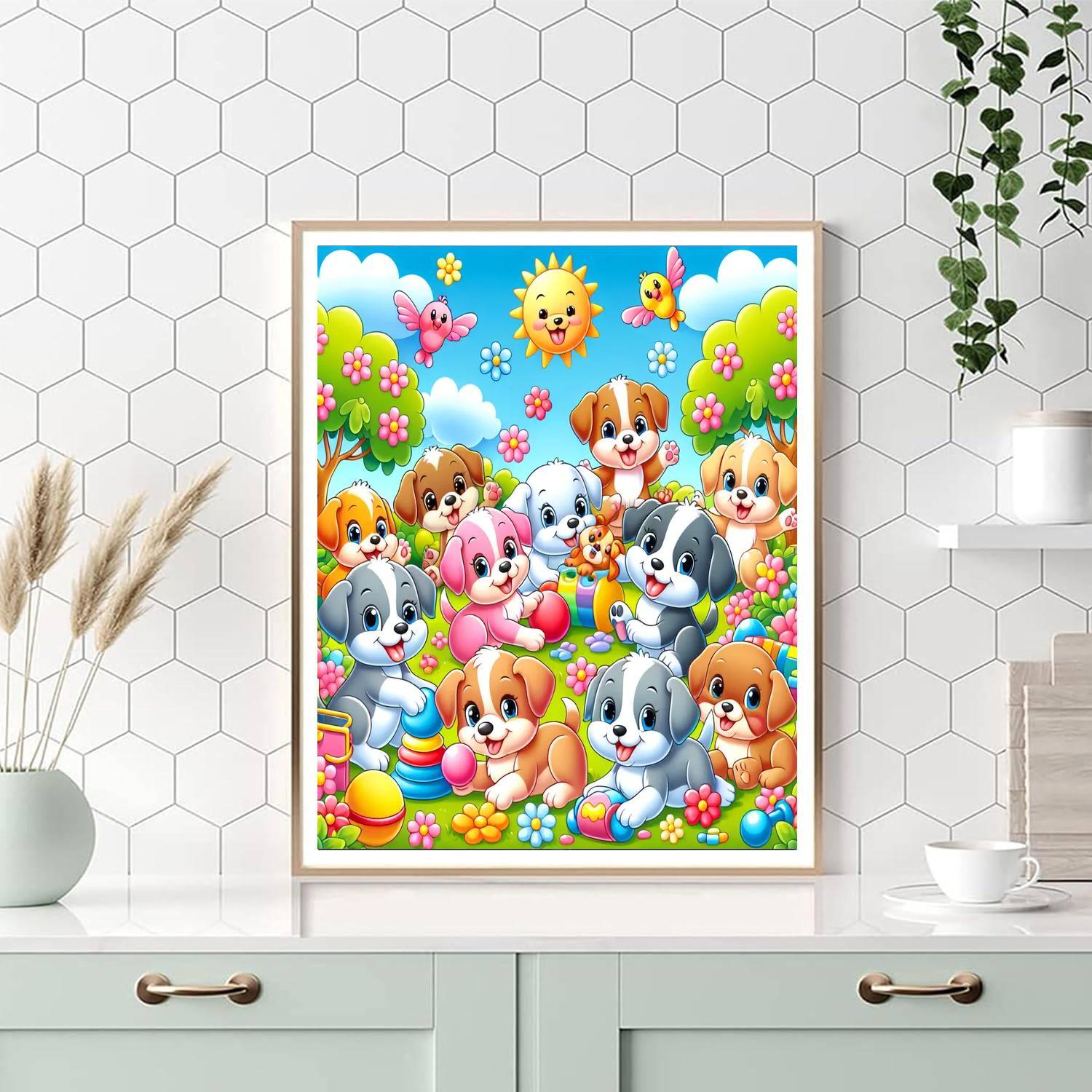 Puppy Playtime Extravaganza Number Painting