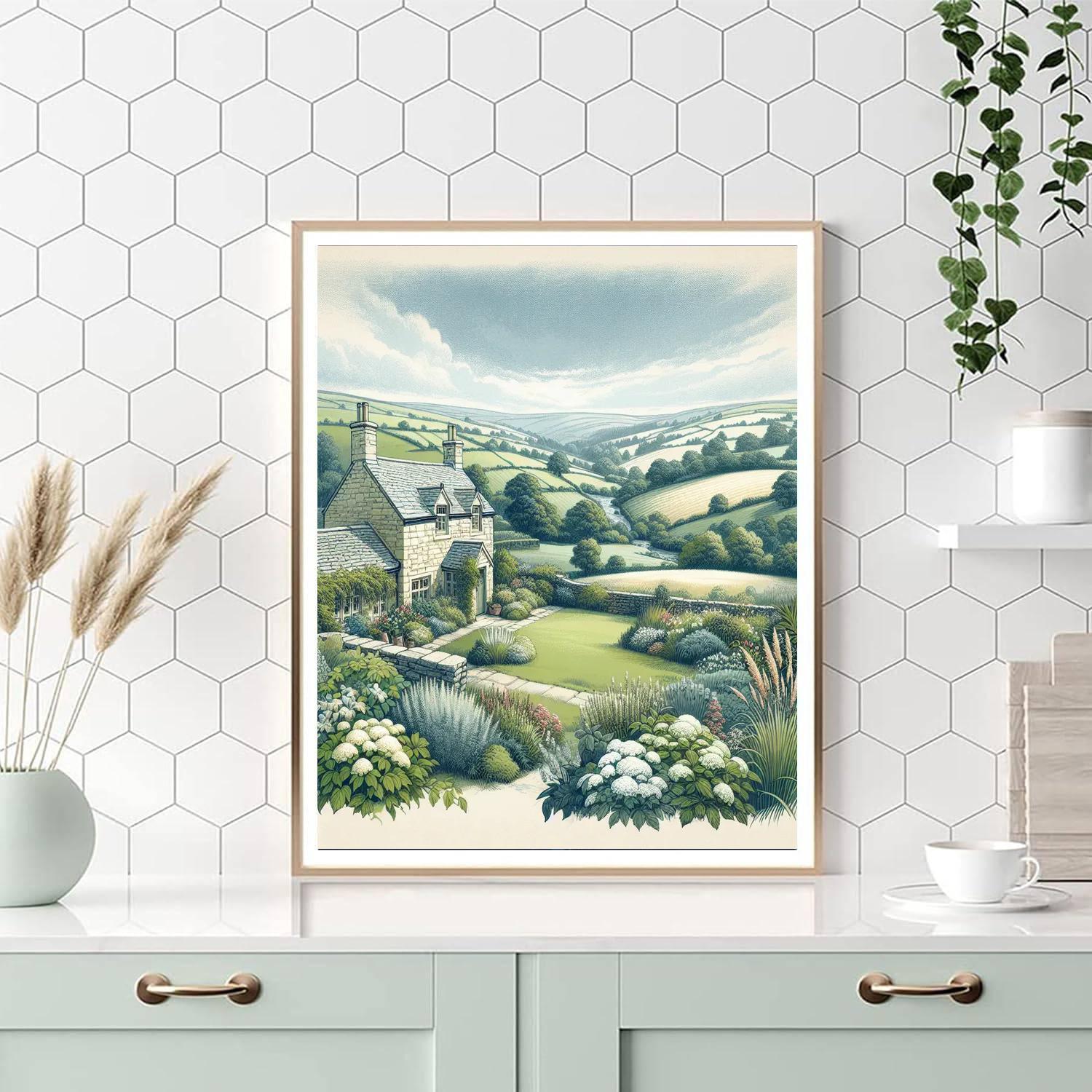 Quaint Cottage Countryside Paint By Numbers Art
