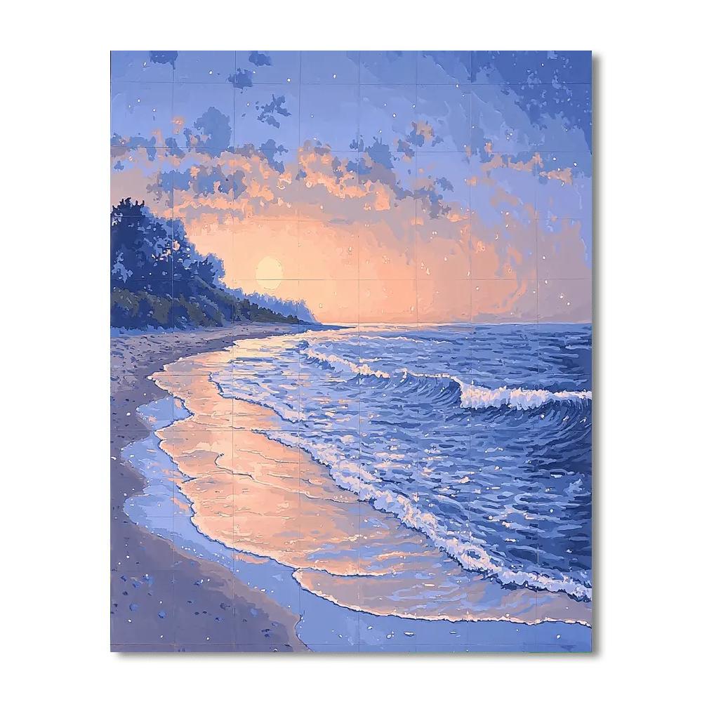 Utagawa Hiroshige Inspired The Beauty Of Evening Tides  Number Painting