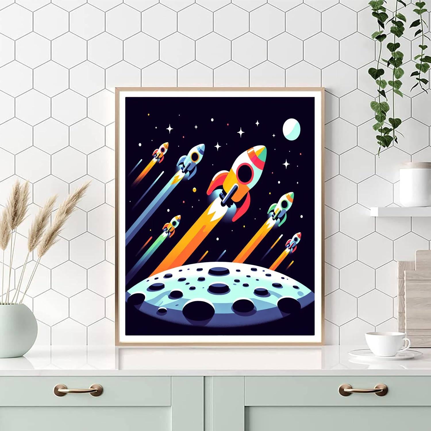 Rocket Racers On The Moon Paint By Numbers Kits