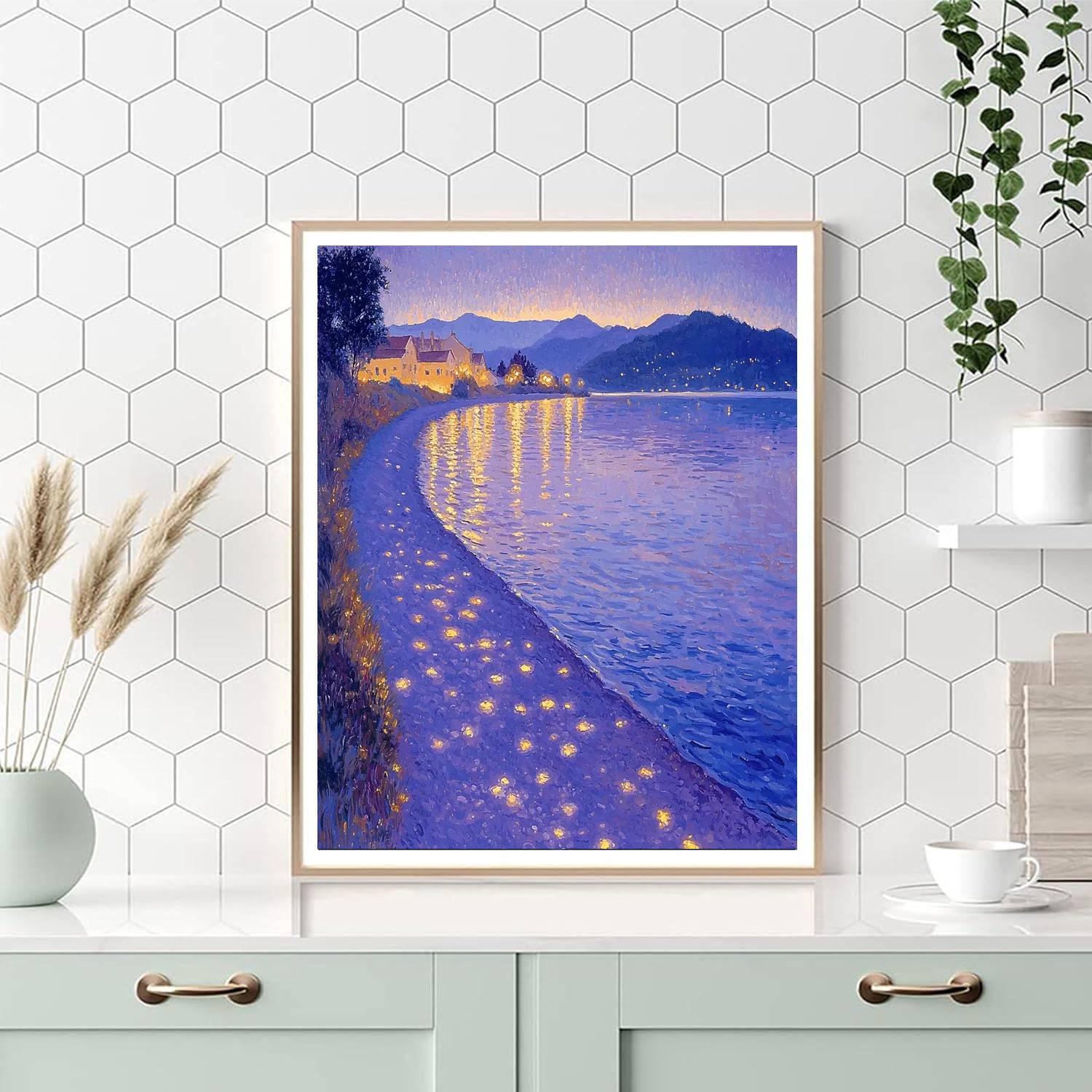 Georges Seurat Inspired Twilight Tides  Number Painting