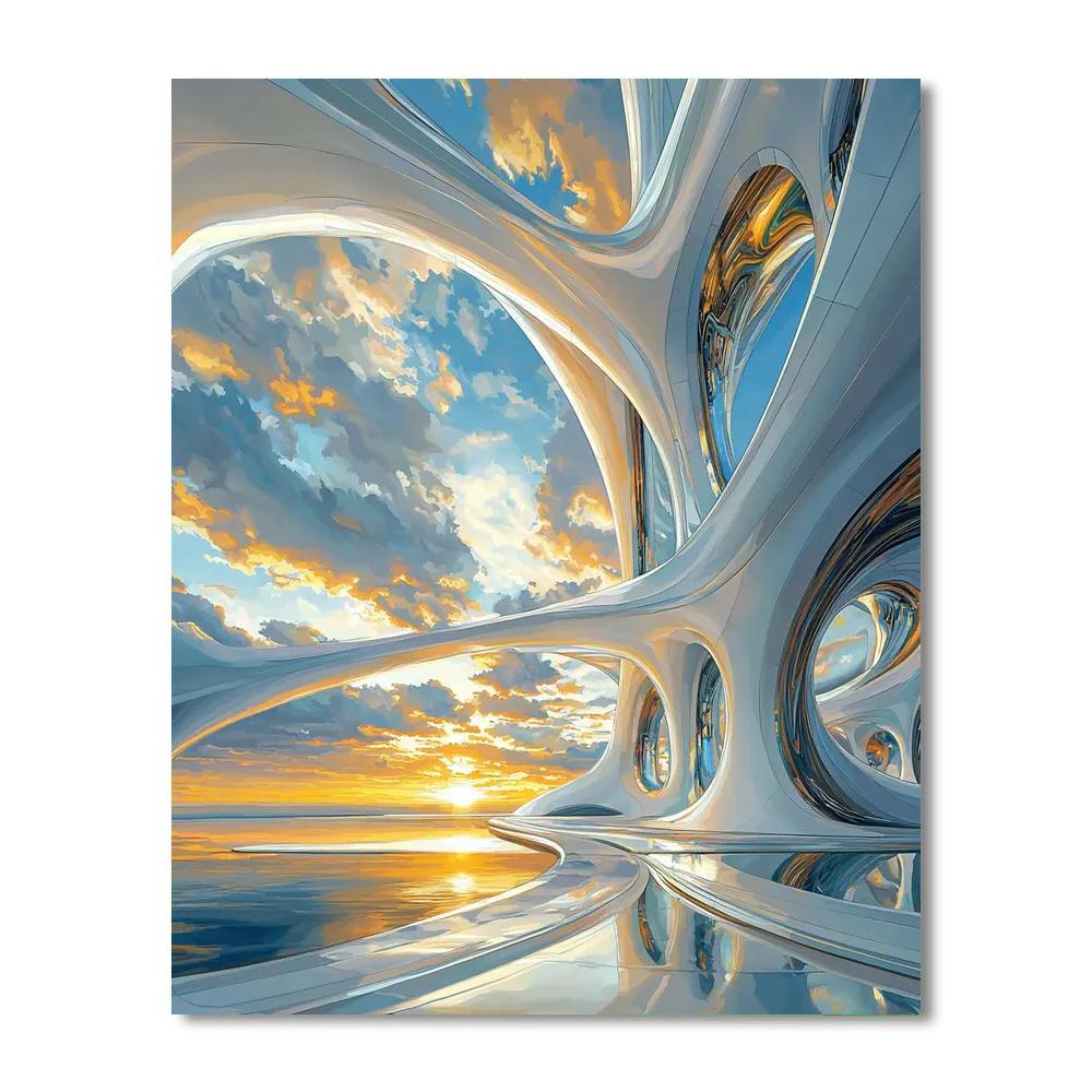 Zaha Hadid Inspired Futuristic Skies  Number Painting