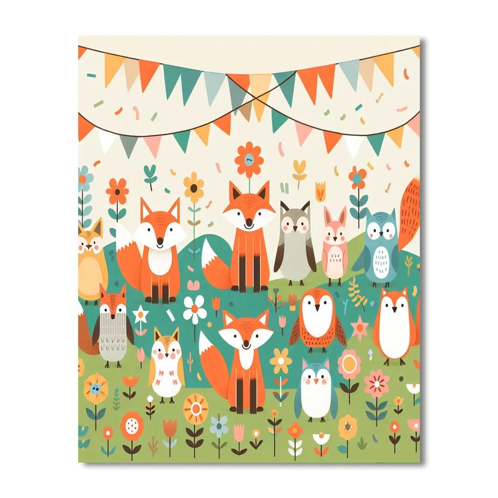 Friendly Forest Festival Paint By Numbers Art